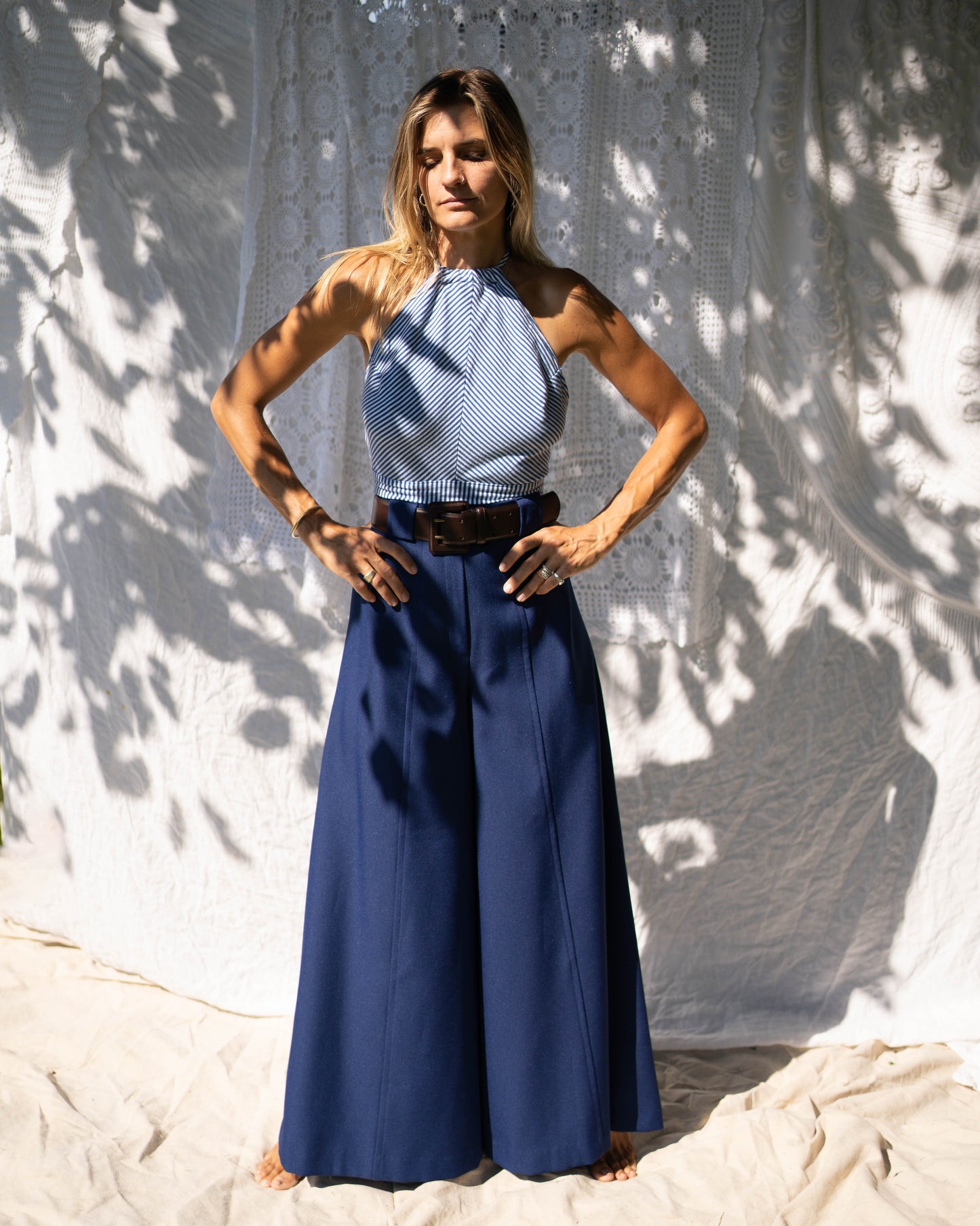 Country set navy elephant palazzos