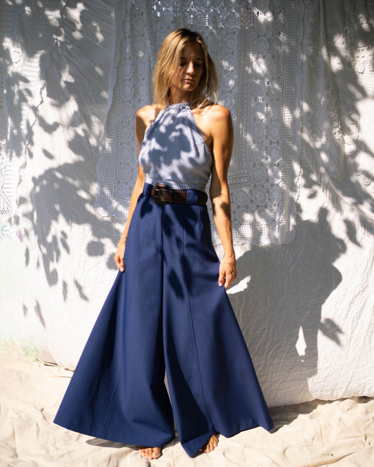 Country set navy elephant palazzos