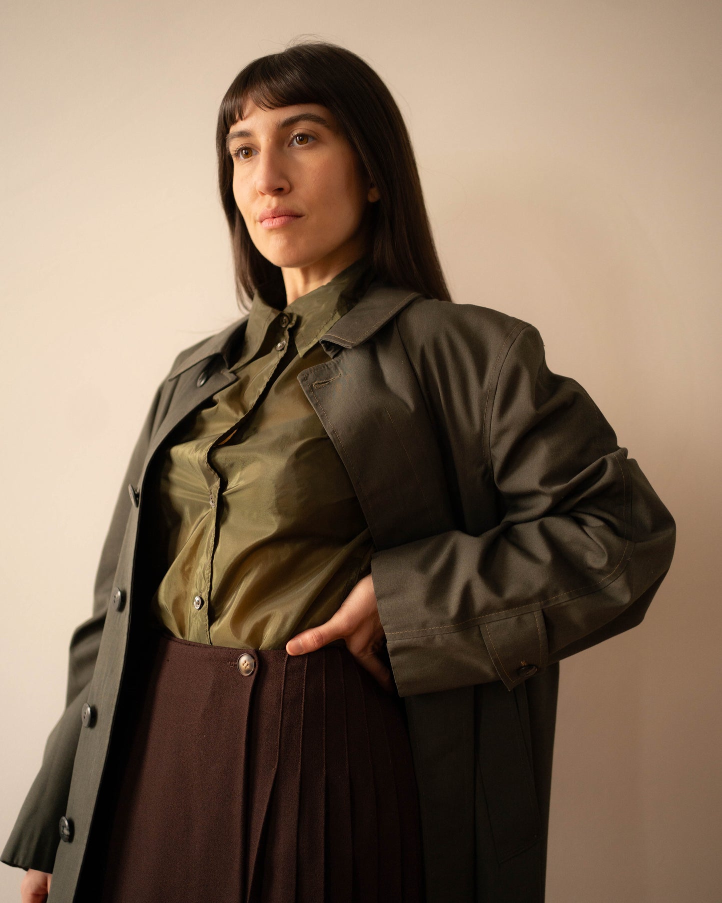 Ann Demeulemeester olive nylon blouse