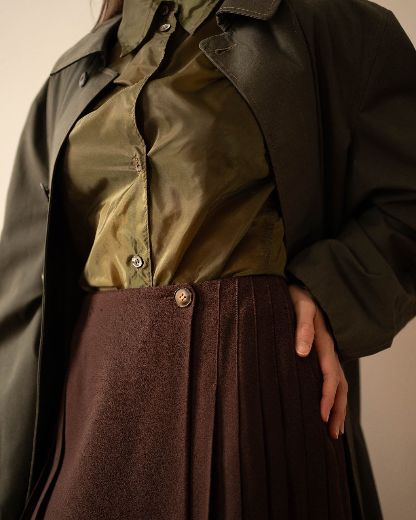 Saks Fifth Avenue brown pleated skirt