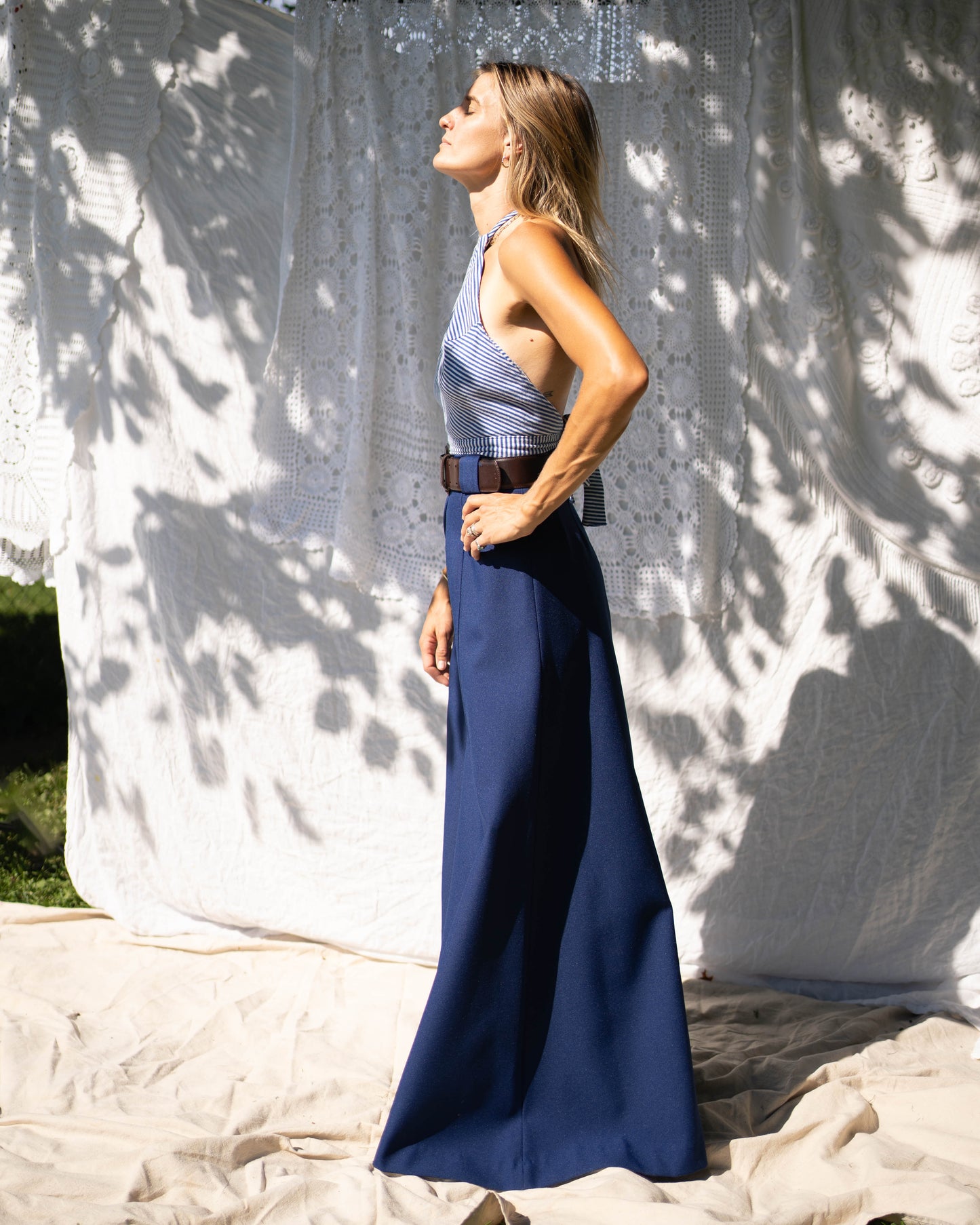 Country set navy elephant palazzos