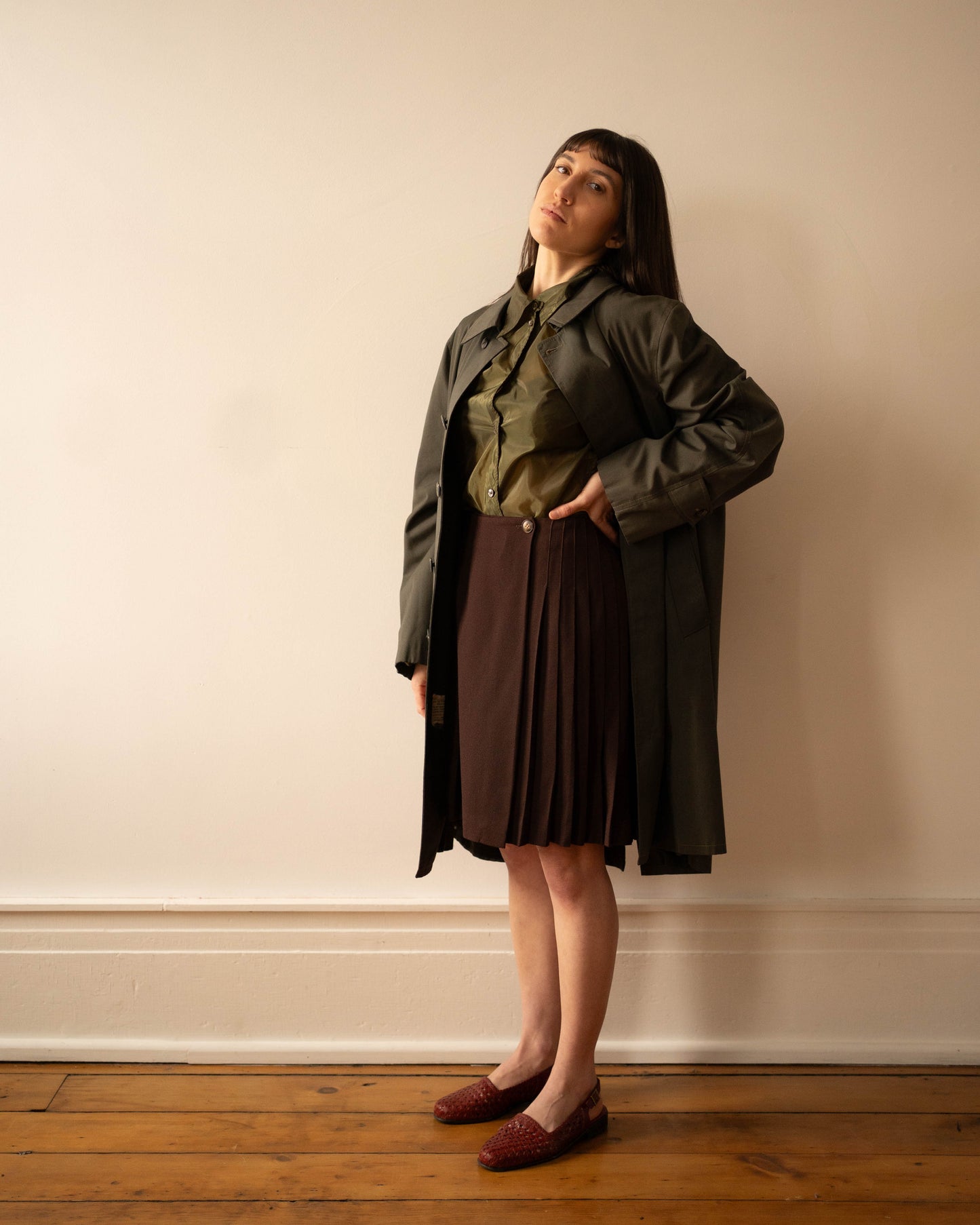 Saks Fifth Avenue brown pleated skirt