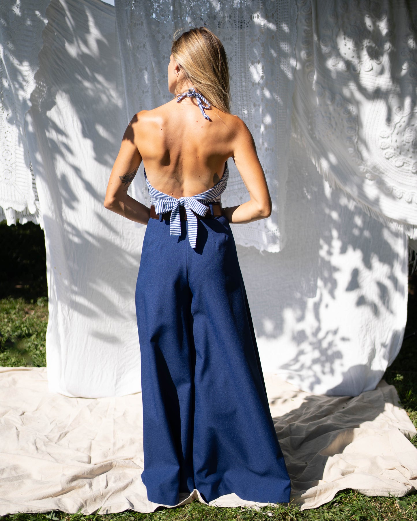 Country set navy elephant palazzos