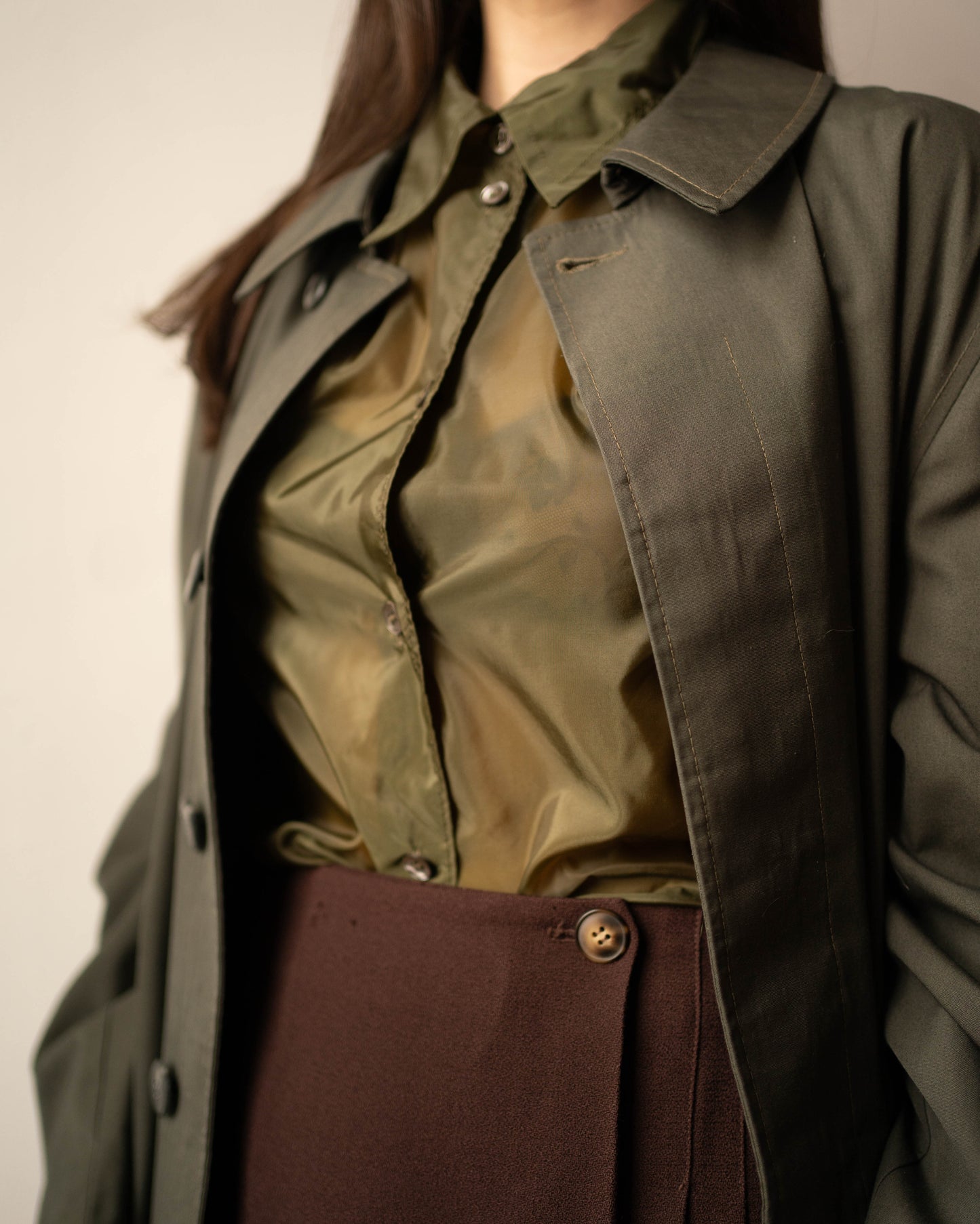 Ann Demeulemeester olive nylon blouse