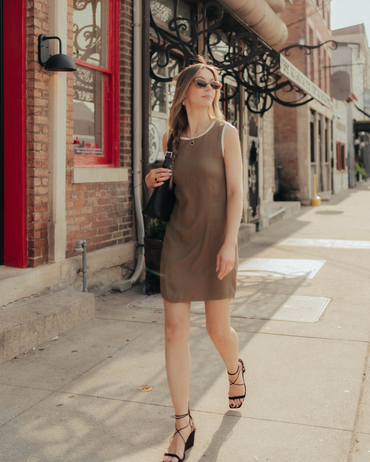 Taupe open back sundress