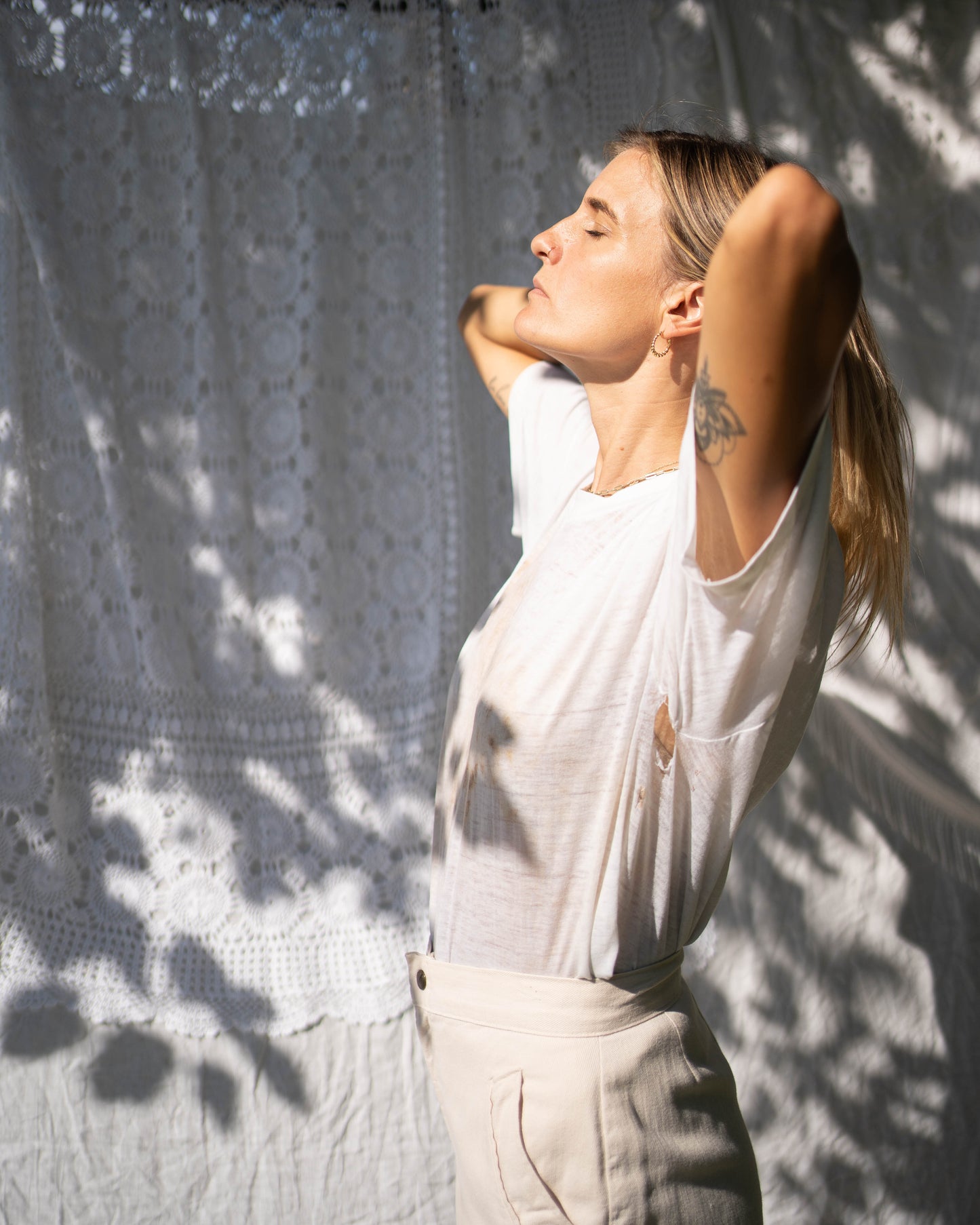 Cream 70s high waist denim - as is