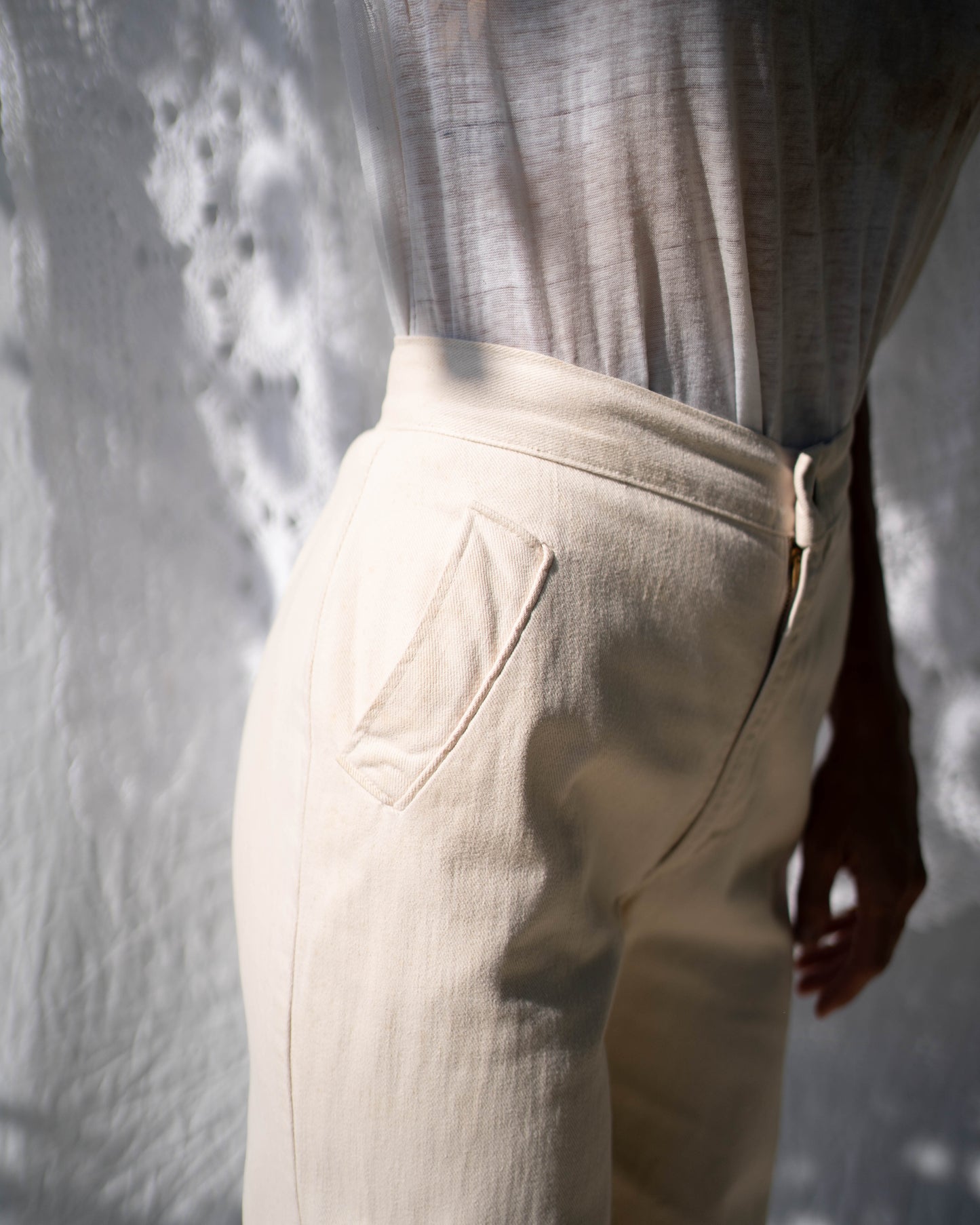 Cream 70s high waist denim - as is