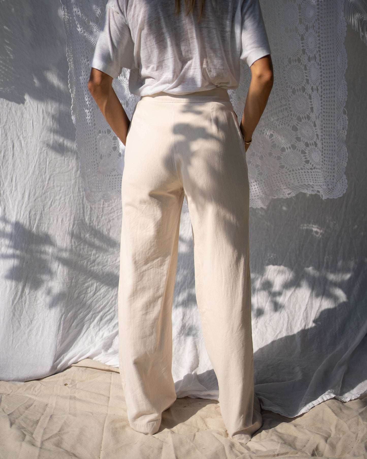 Cream 70s high waist denim - as is