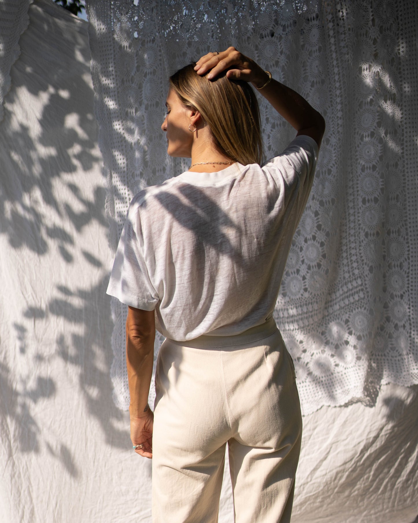 Cream 70s high waist denim - as is