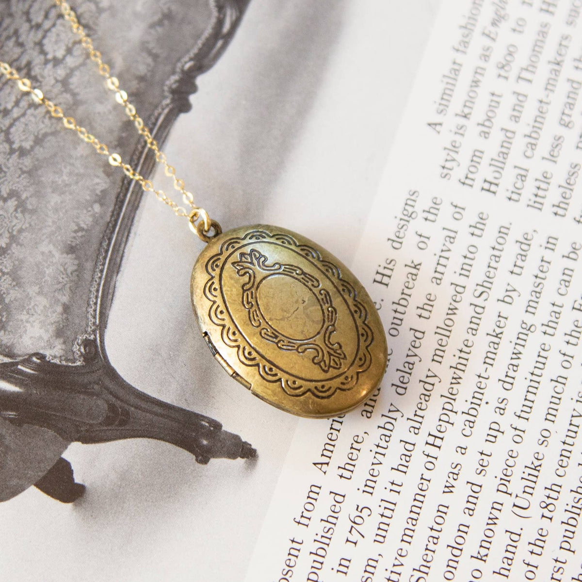 Vintage Large Antique Brass Oval Locket