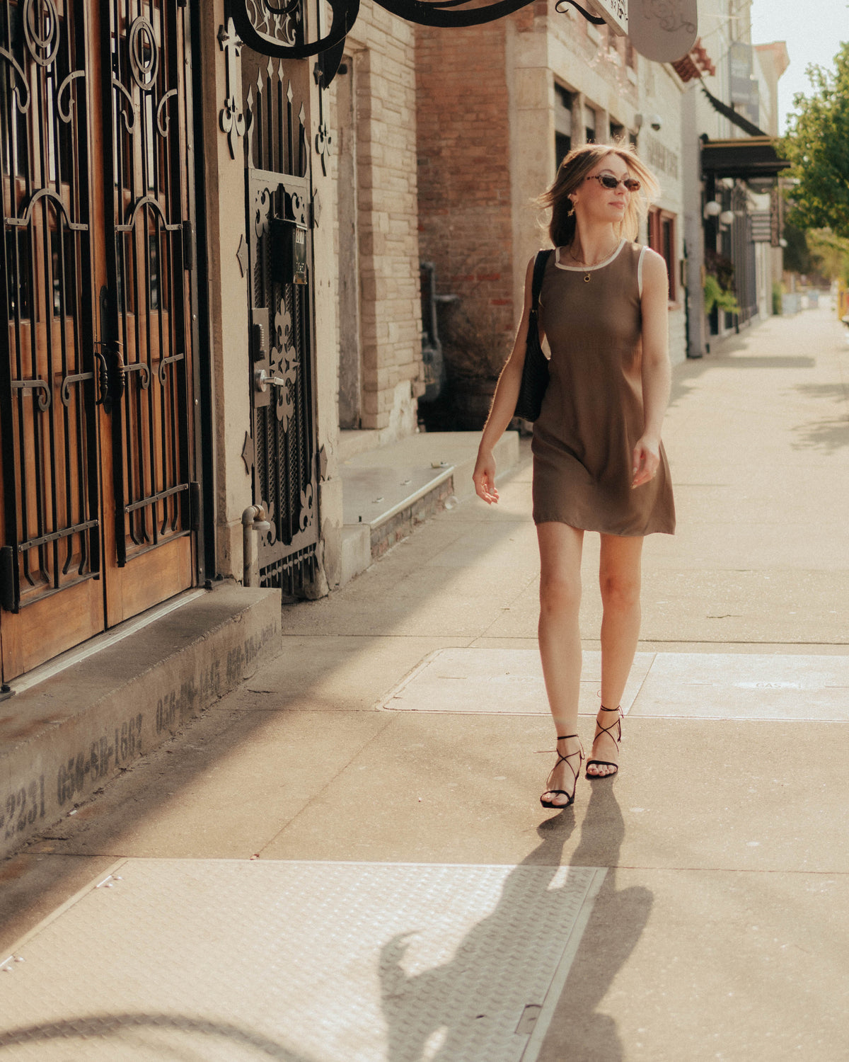 Taupe open back sundress
