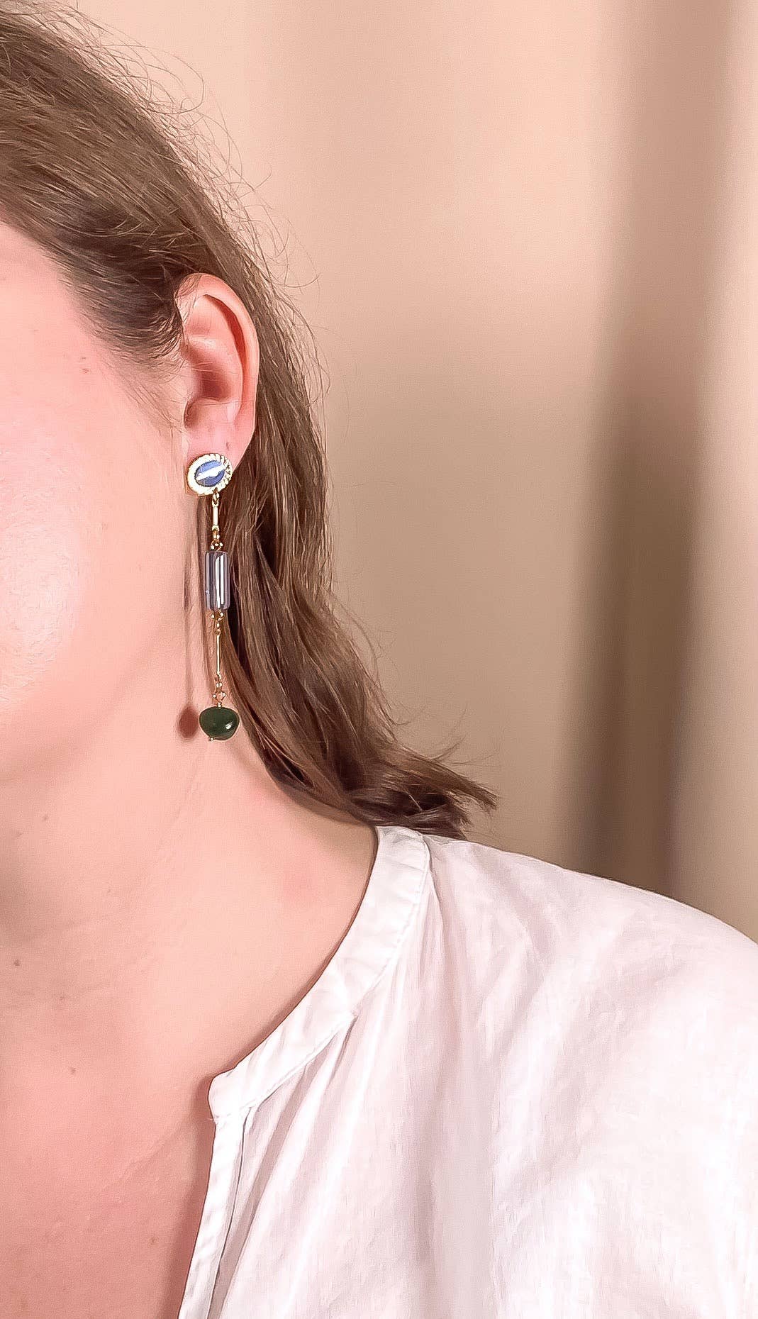 Jade Mismatched Composition Earrings