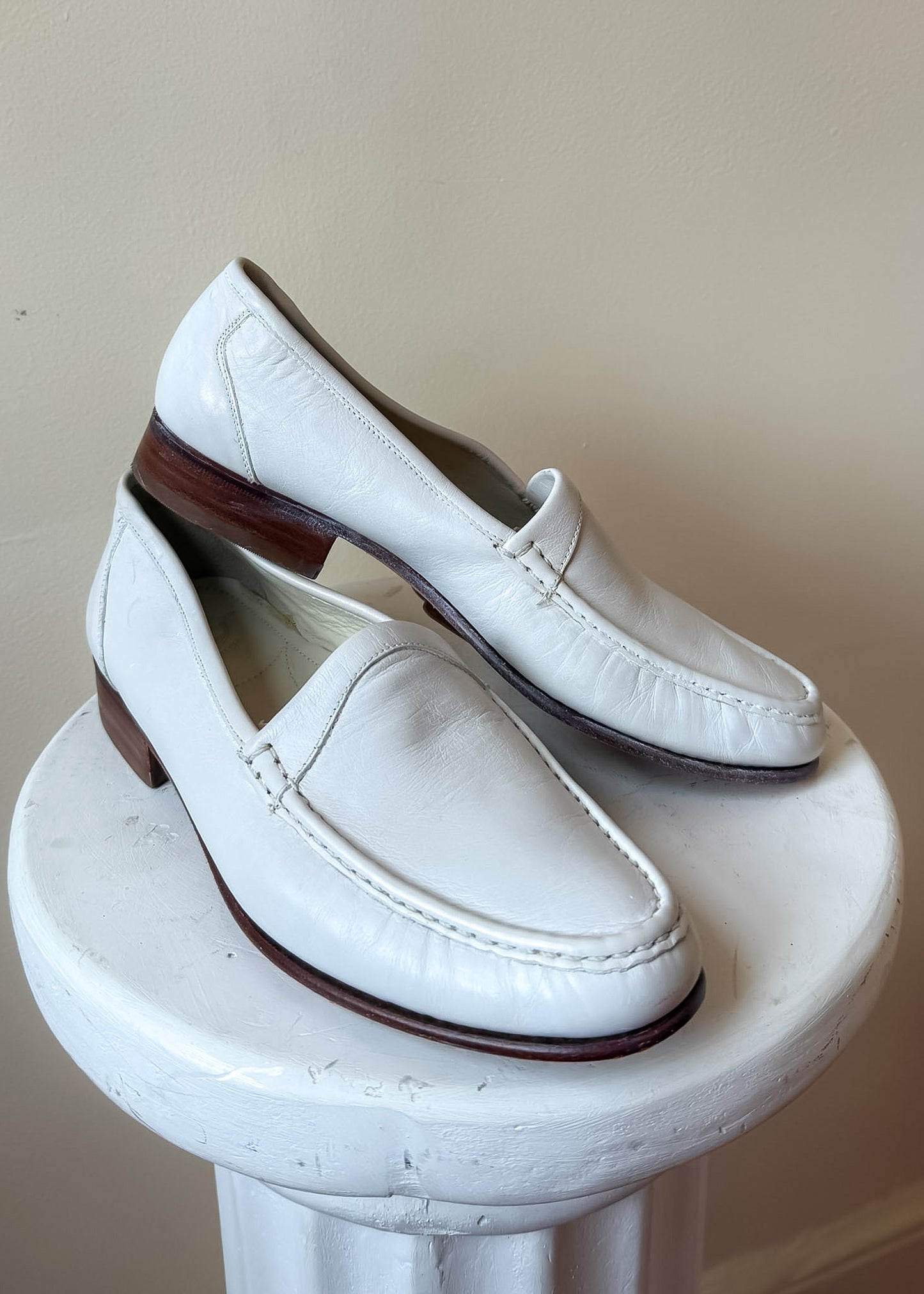 Florsheim white leather loafers