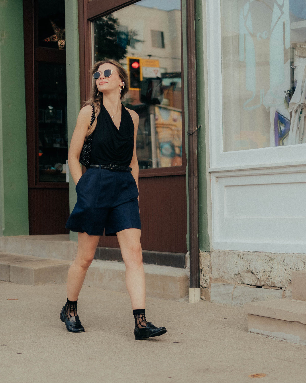 Ann Taylor navy linen shorts