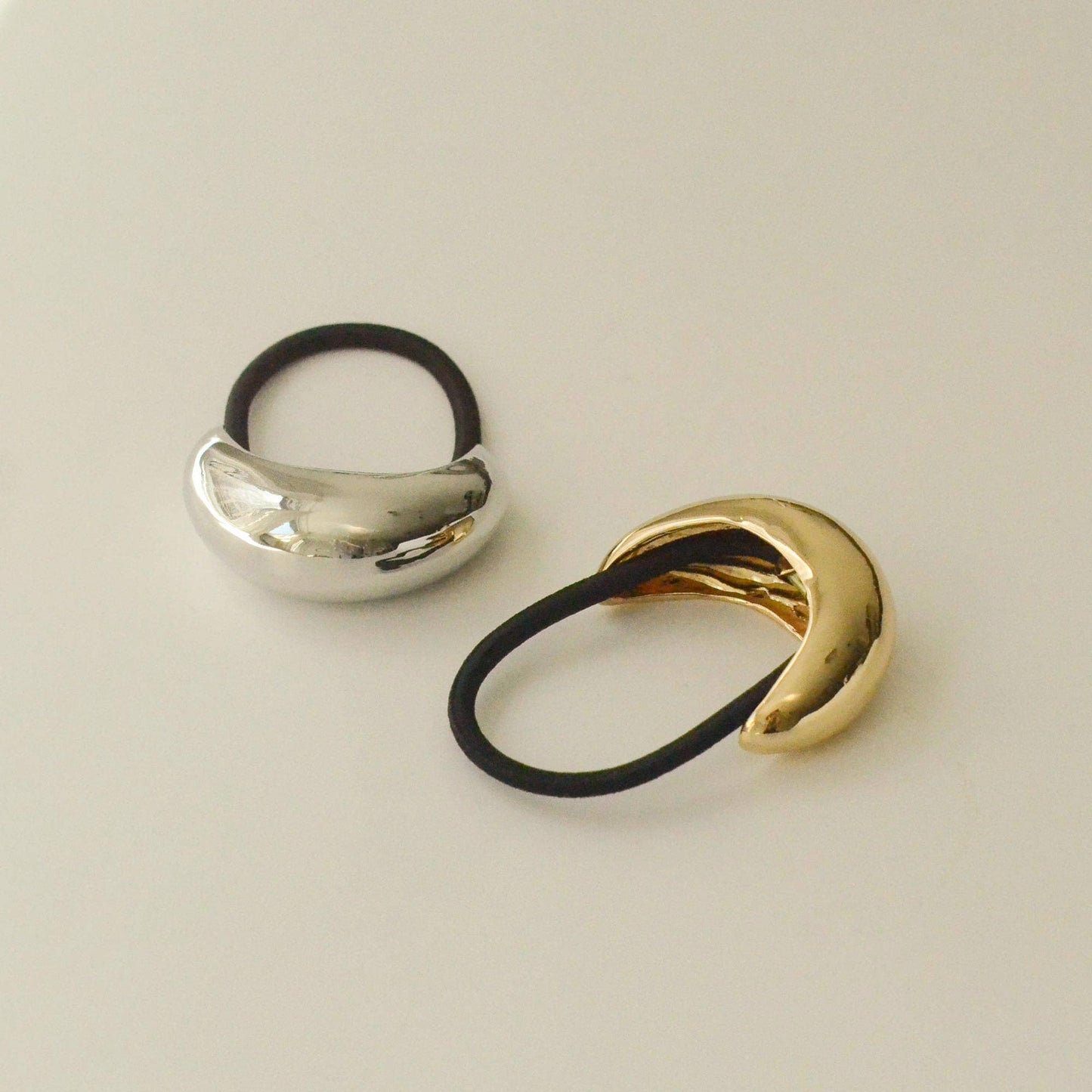 Narrow Crescent Metal Cuff Hair Tie | Silver