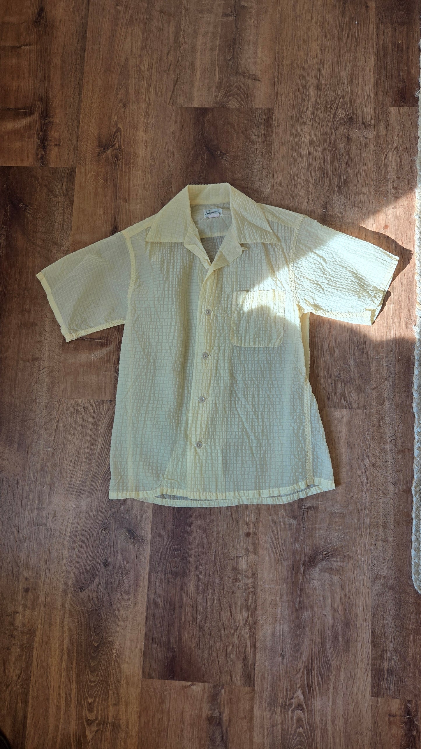 Saginaw buttercup sheer seersucker button down