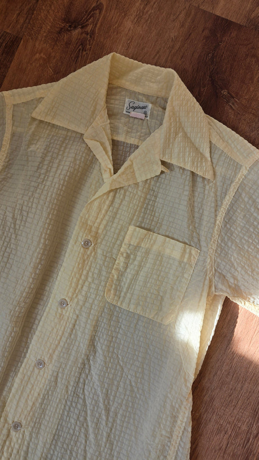 Saginaw buttercup sheer seersucker button down