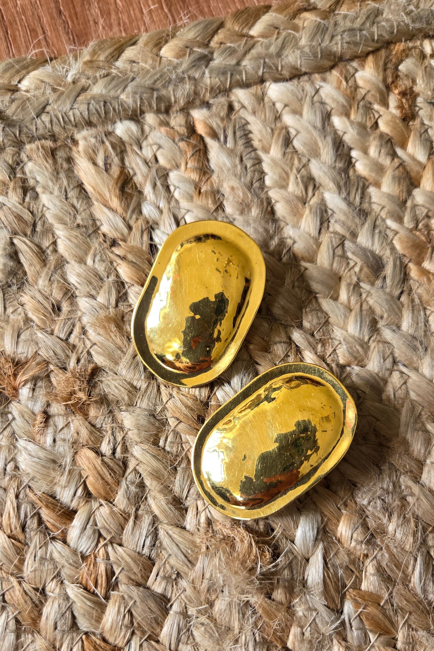 Hammered brass shield earrings