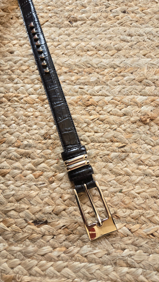 Talbots black heart leather belt