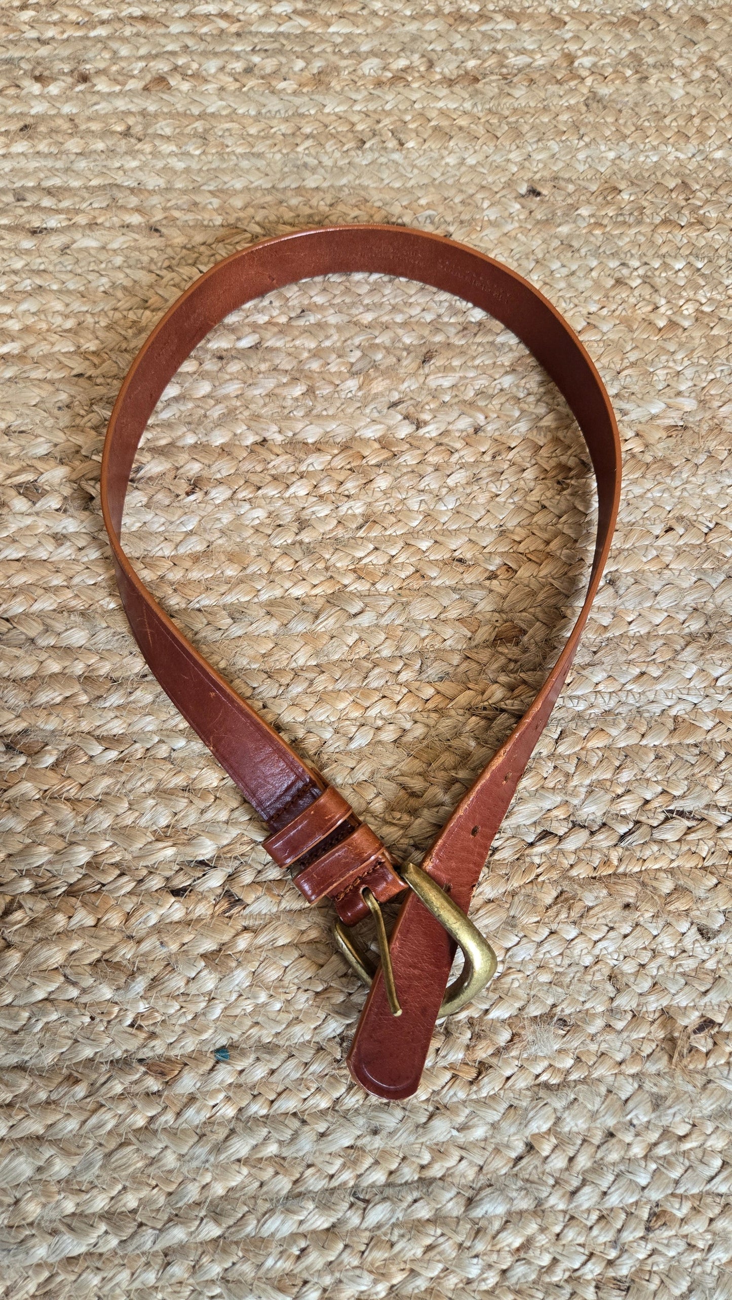 Liz brown leather belt w brass buckle