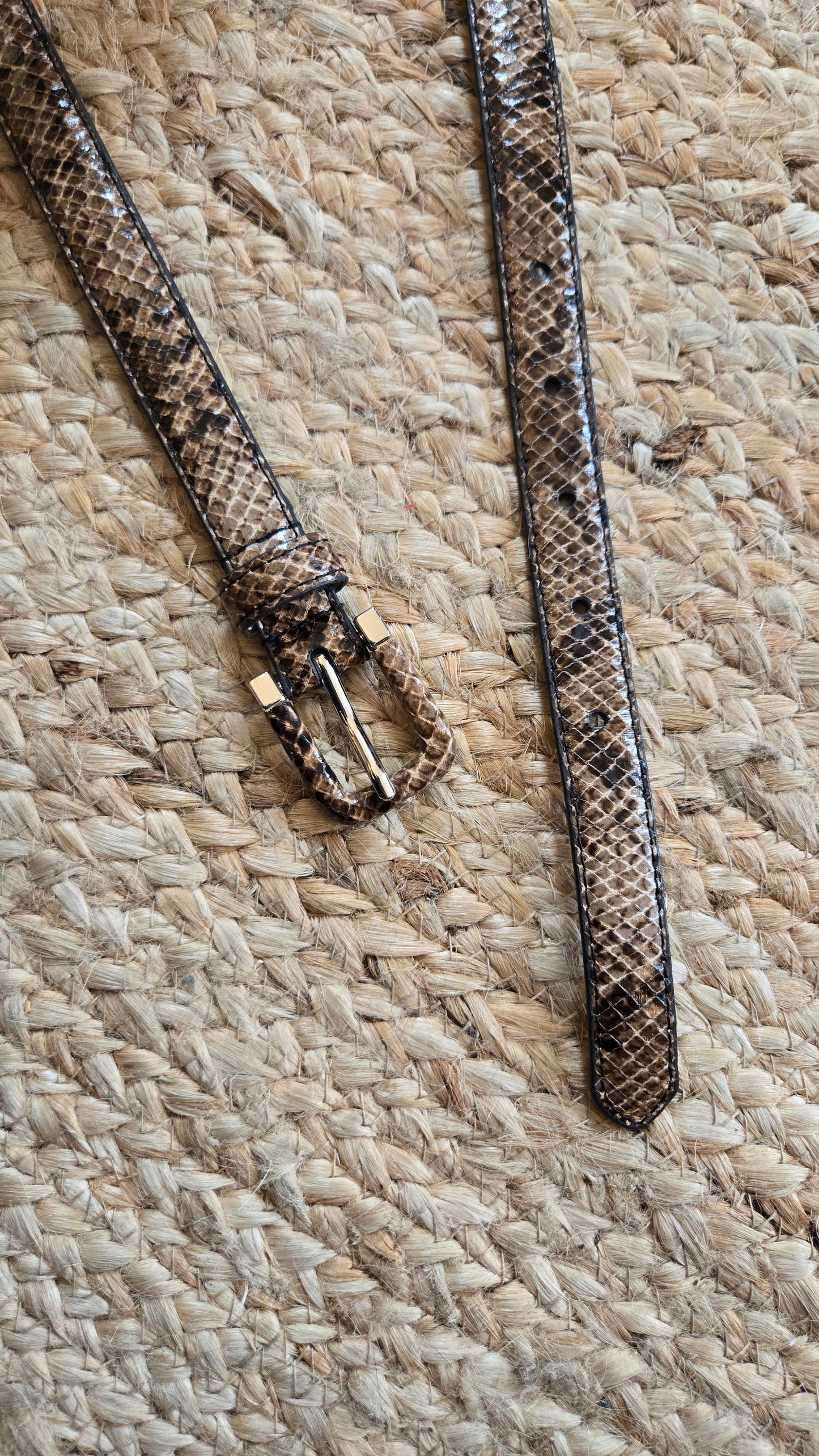 Brown & black faux snake belt