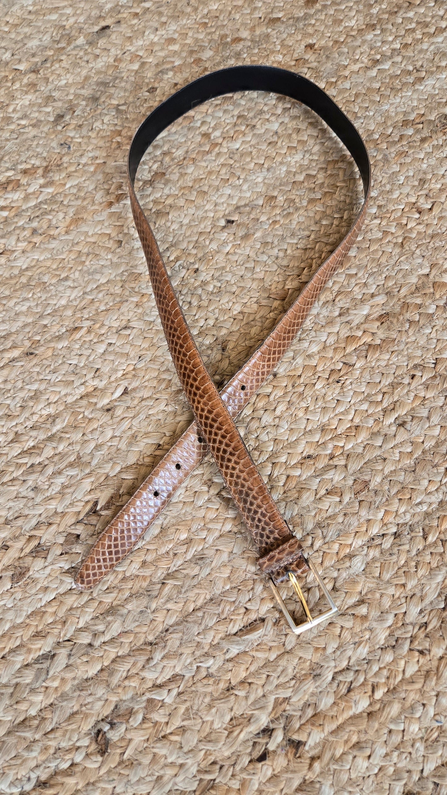 Brown snakeskin belt