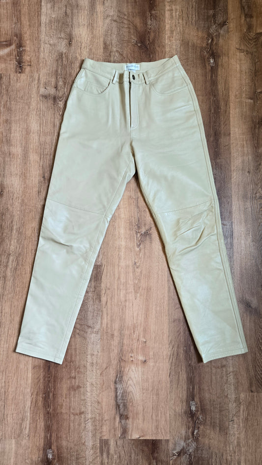 Hugo Buscati beige leather pants