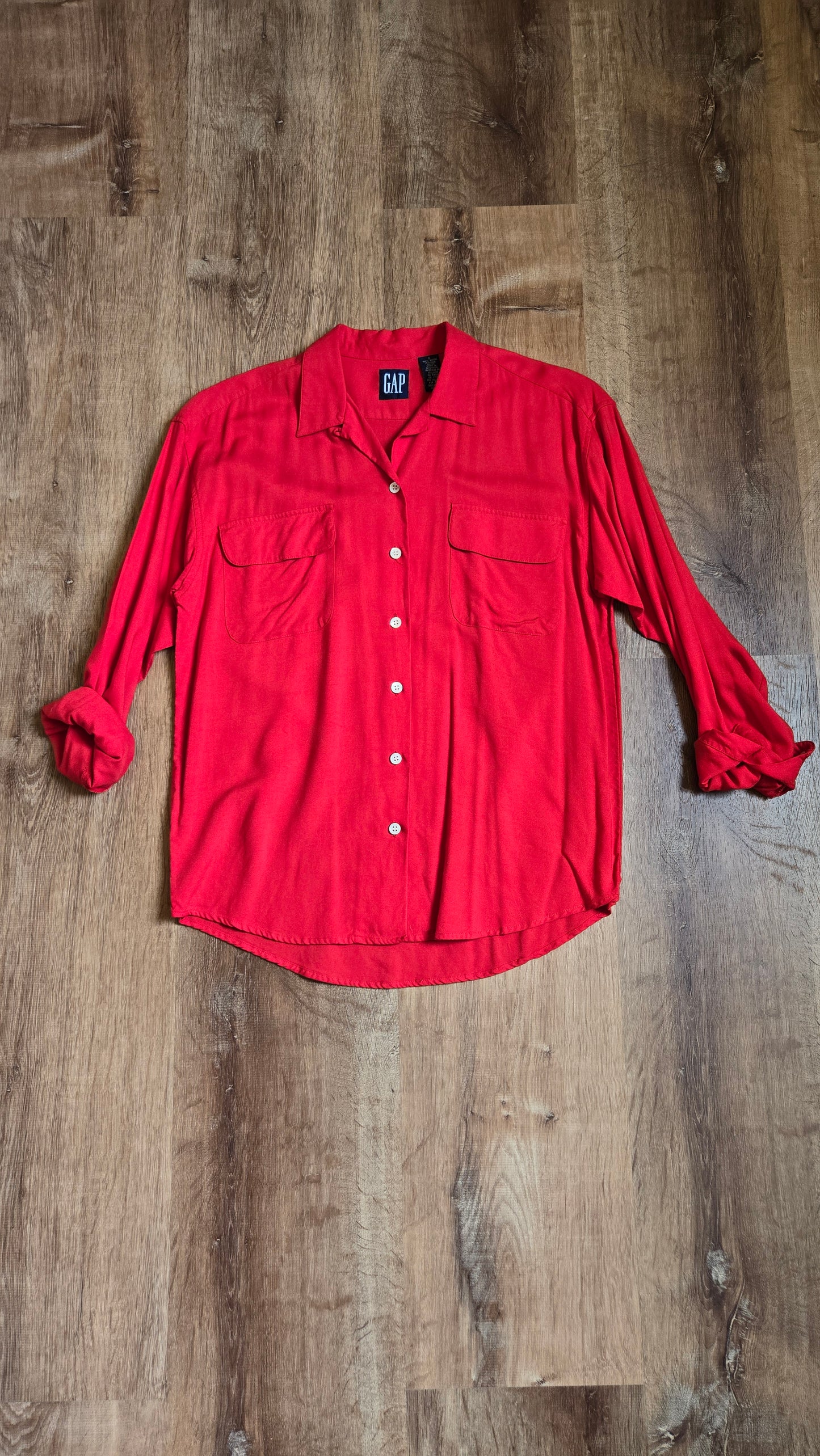 Gap red draped rayon shirt