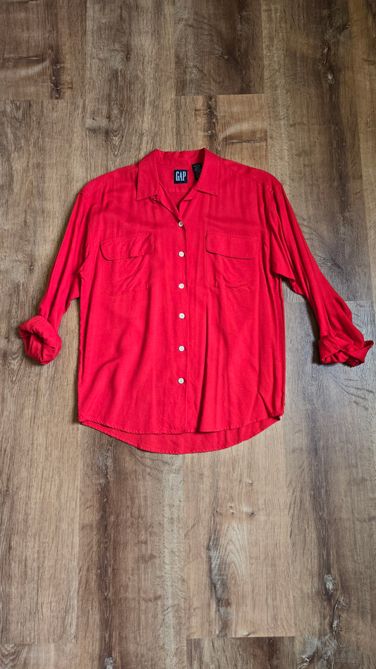 Gap red draped rayon shirt