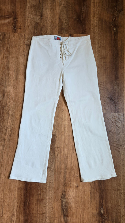 Rum Island white lace-up pants