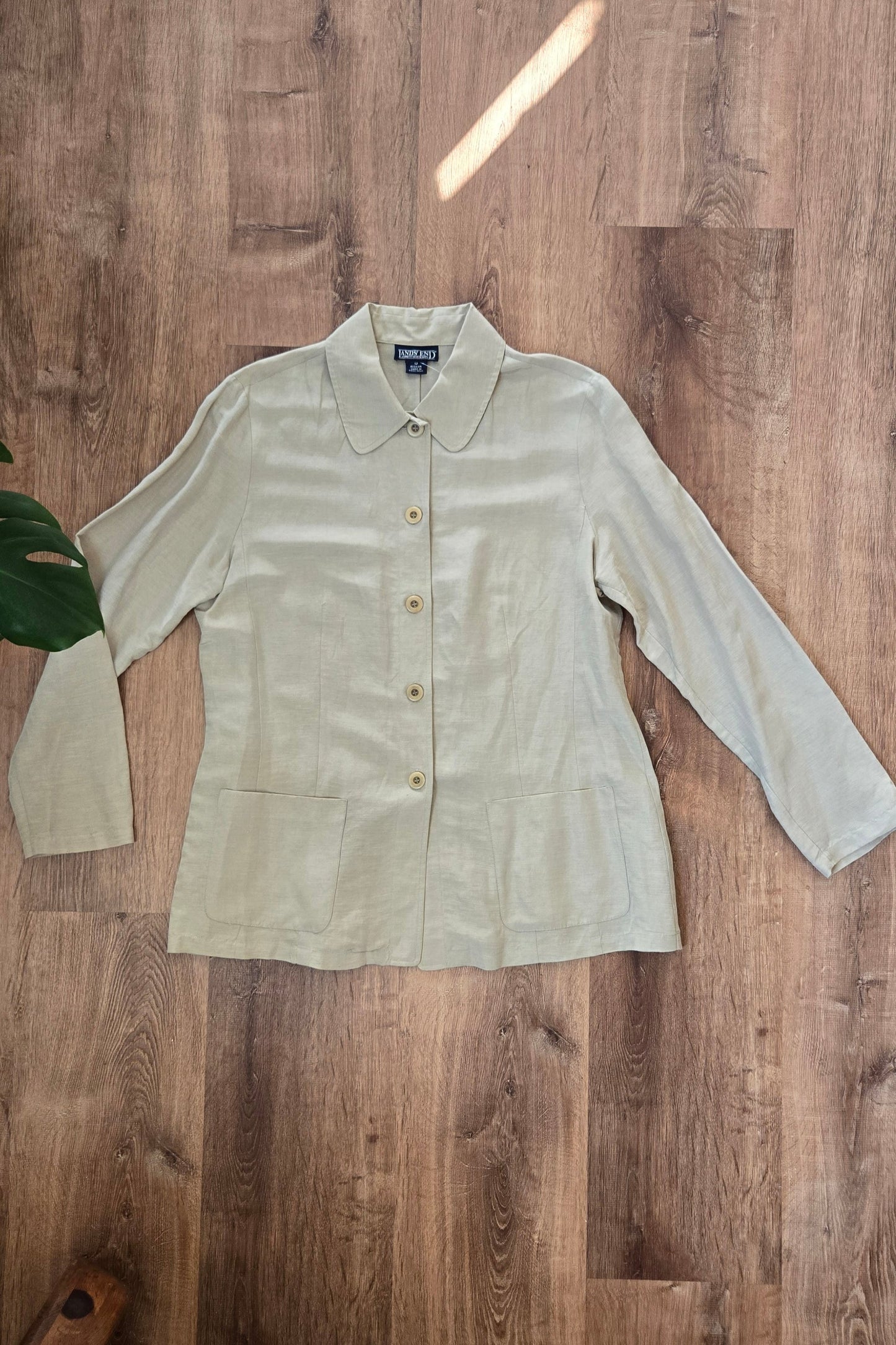 Land's End beige linen/silk chore jacket