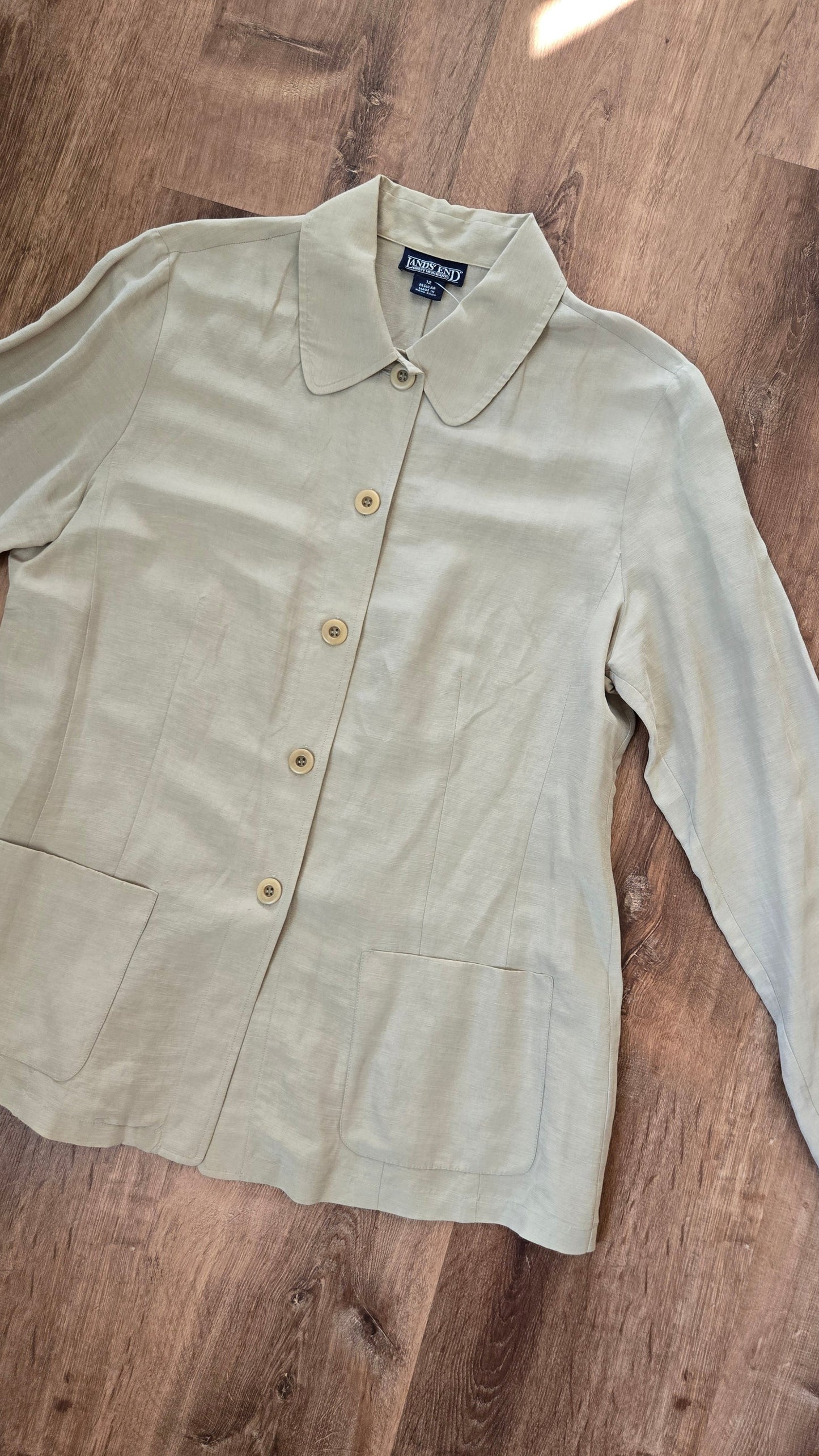 Land's End beige linen/silk chore jacket