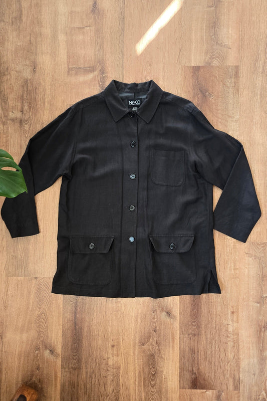 NY & Co black linen chore jacket