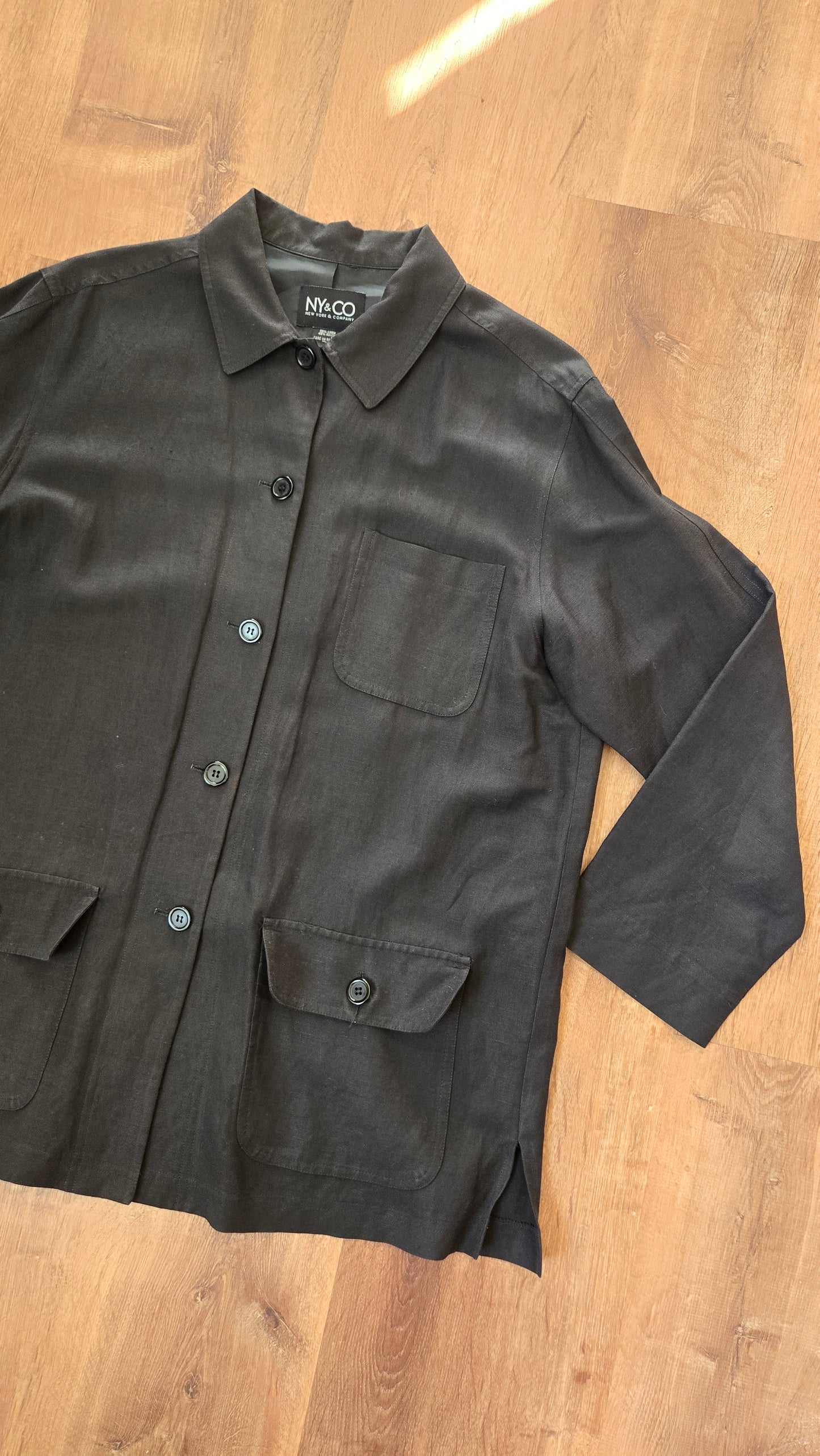 NY & Co black linen chore jacket