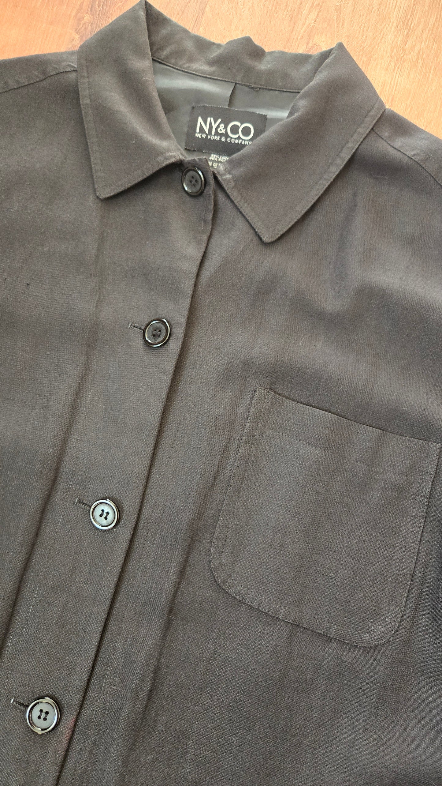 NY & Co black linen chore jacket