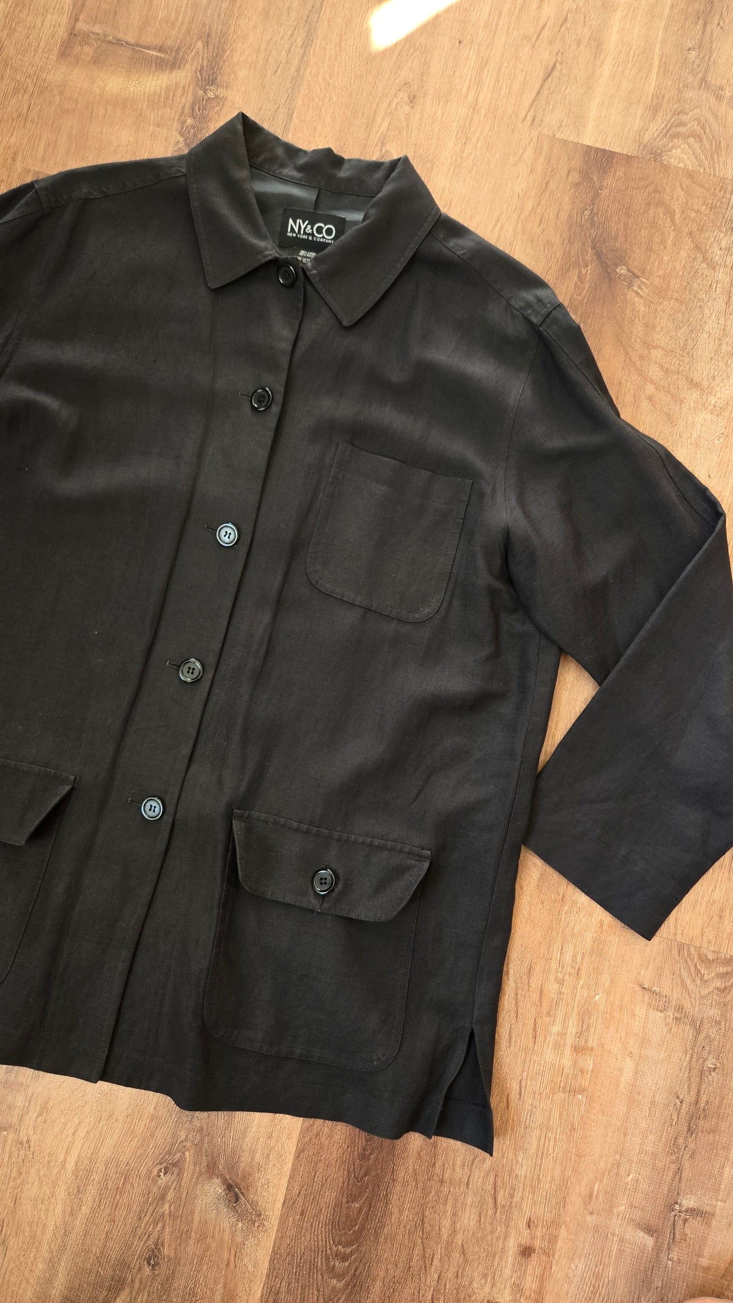 NY & Co black linen chore jacket