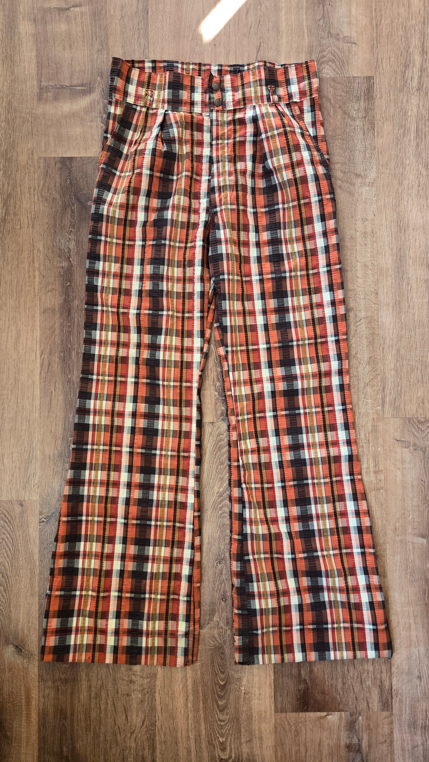 Fall madras high waist plaid flares