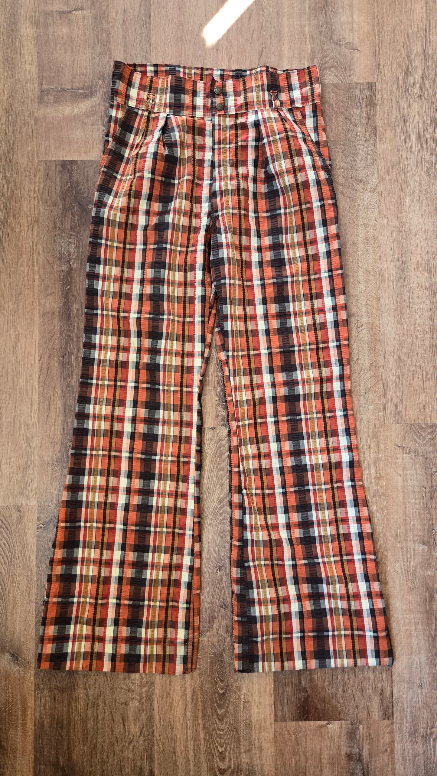 Fall madras high waist plaid flares