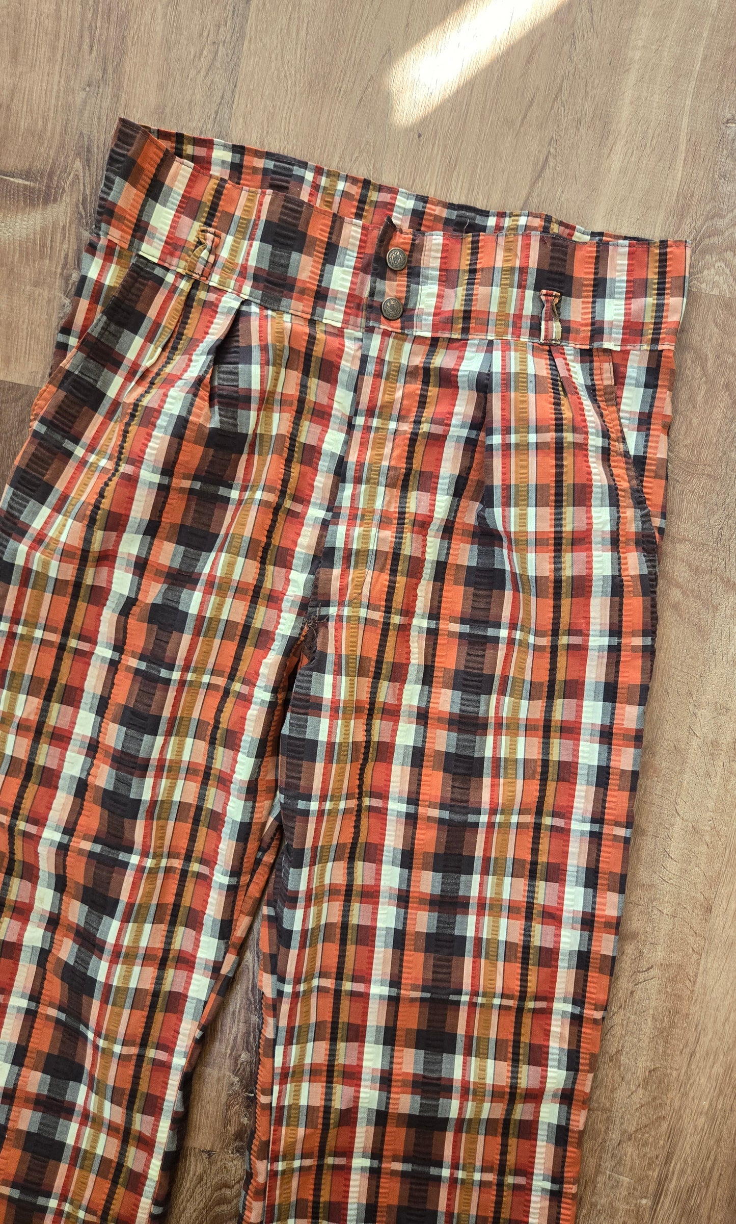 Fall madras high waist plaid flares