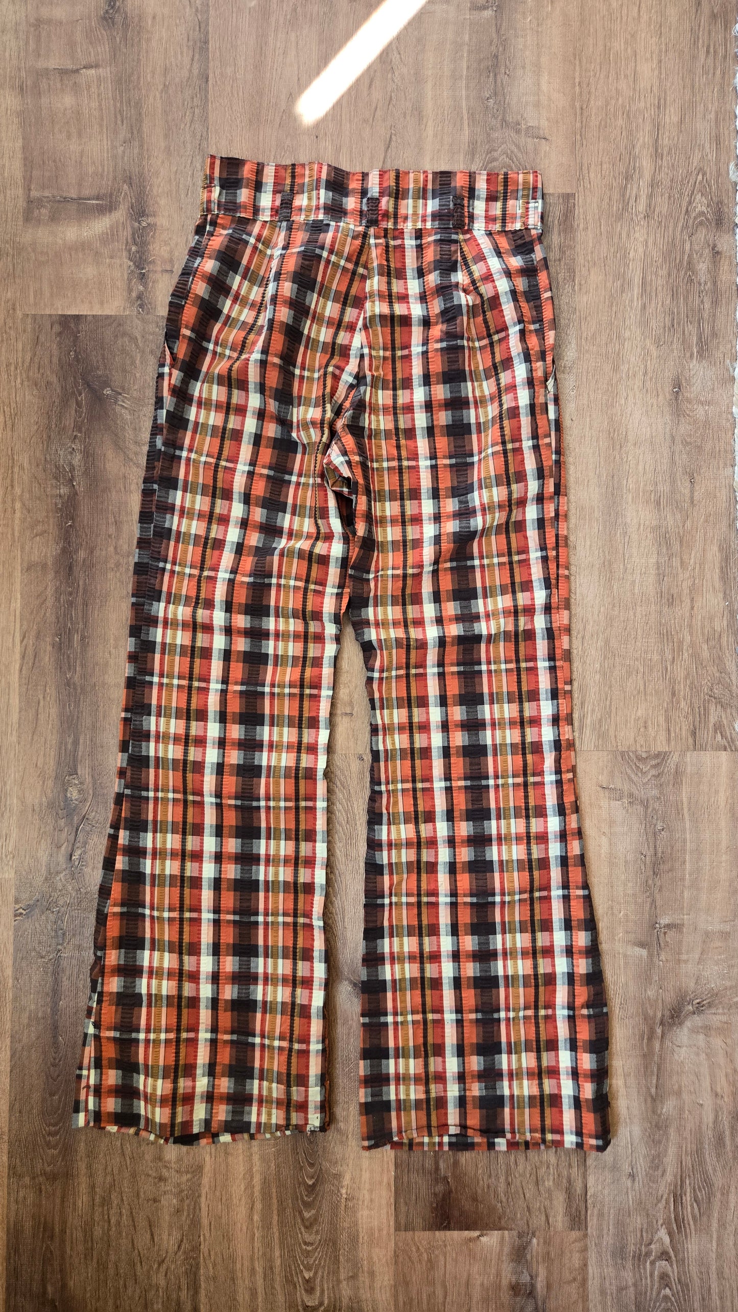 Fall madras high waist plaid flares