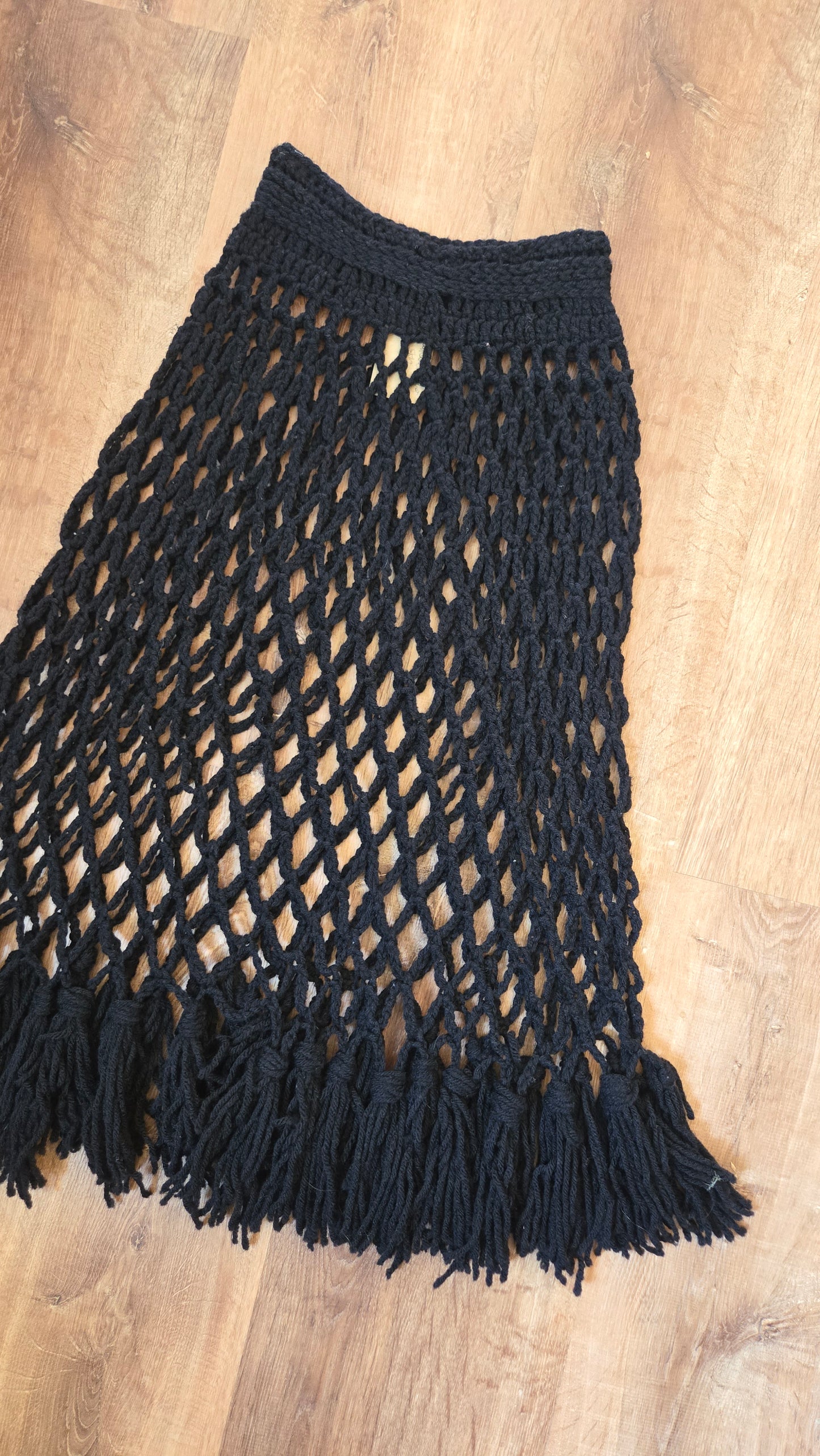 Black handmade diamond crochet skirt