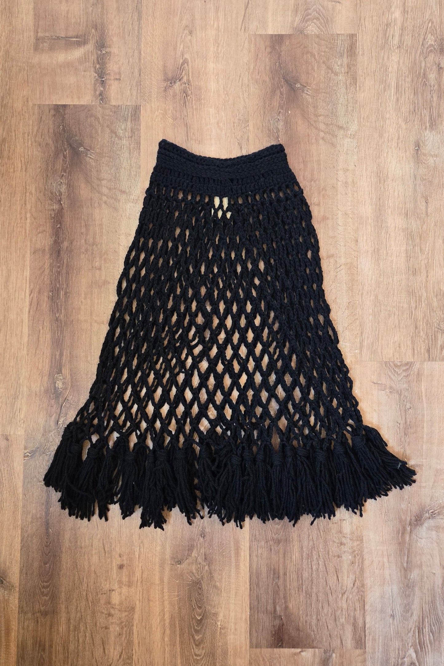 Black handmade diamond crochet skirt