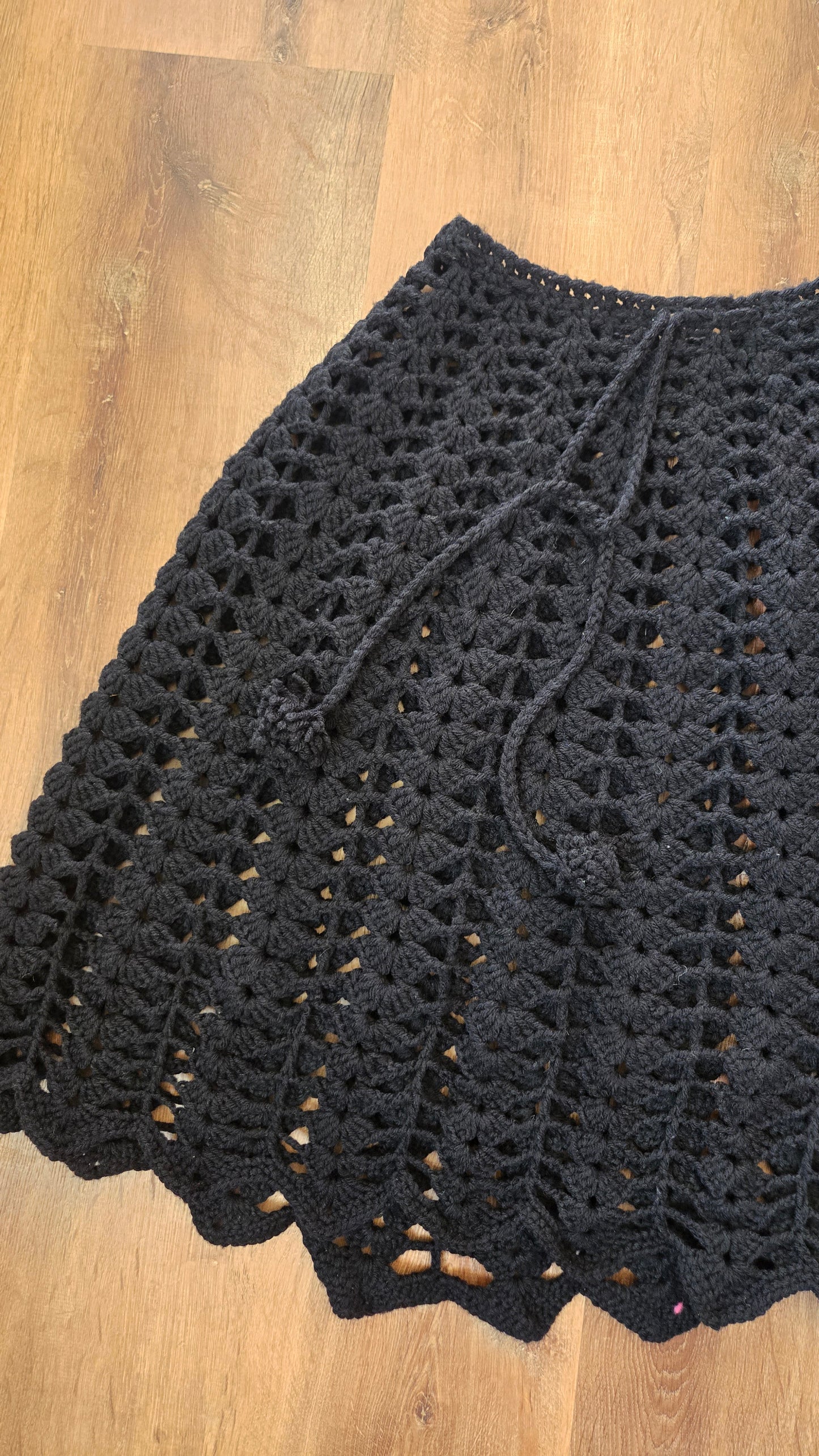 Black handmade "shell" crochet skirt