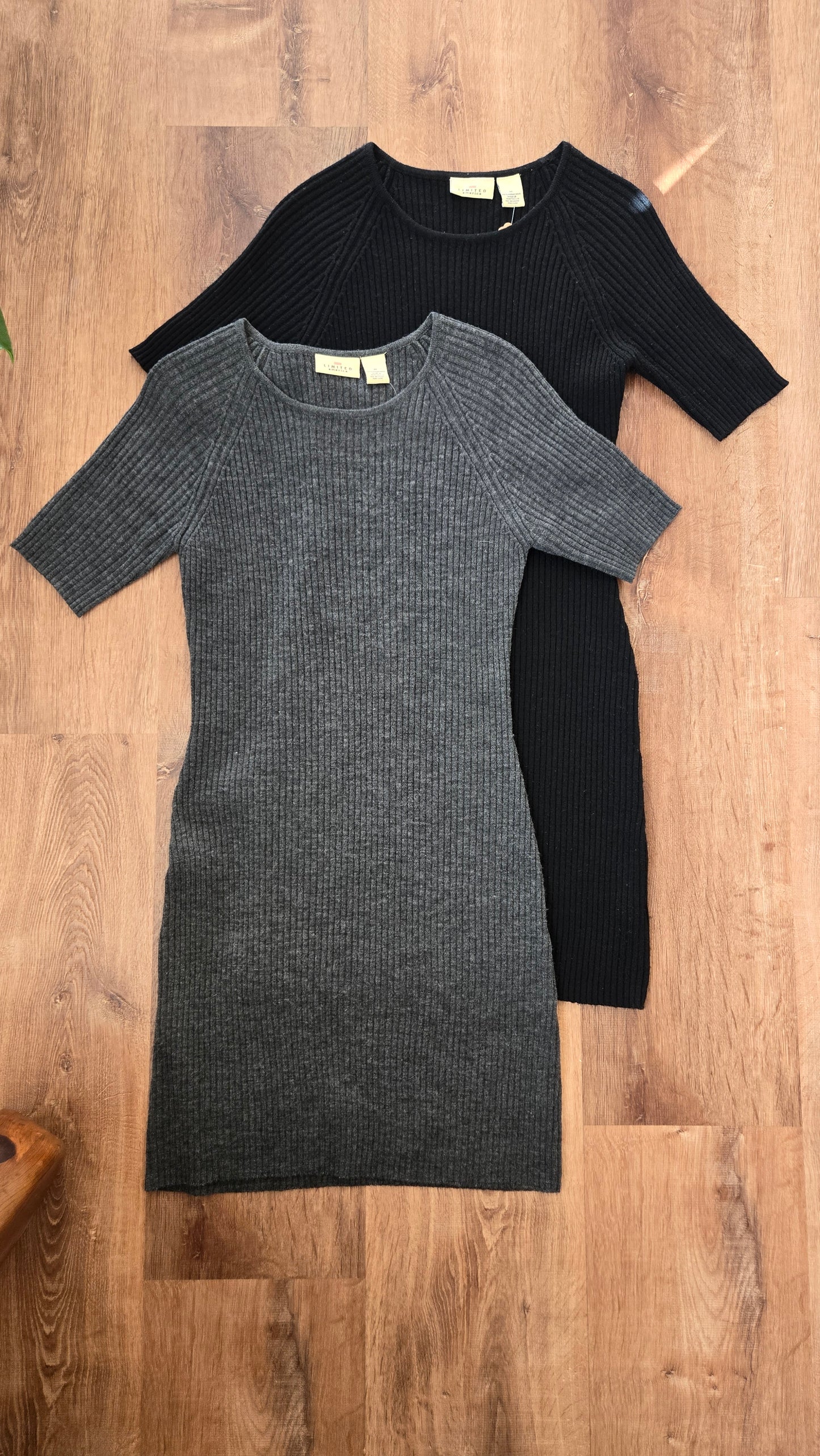 The Limited charcoal/black ribbed sweater dress