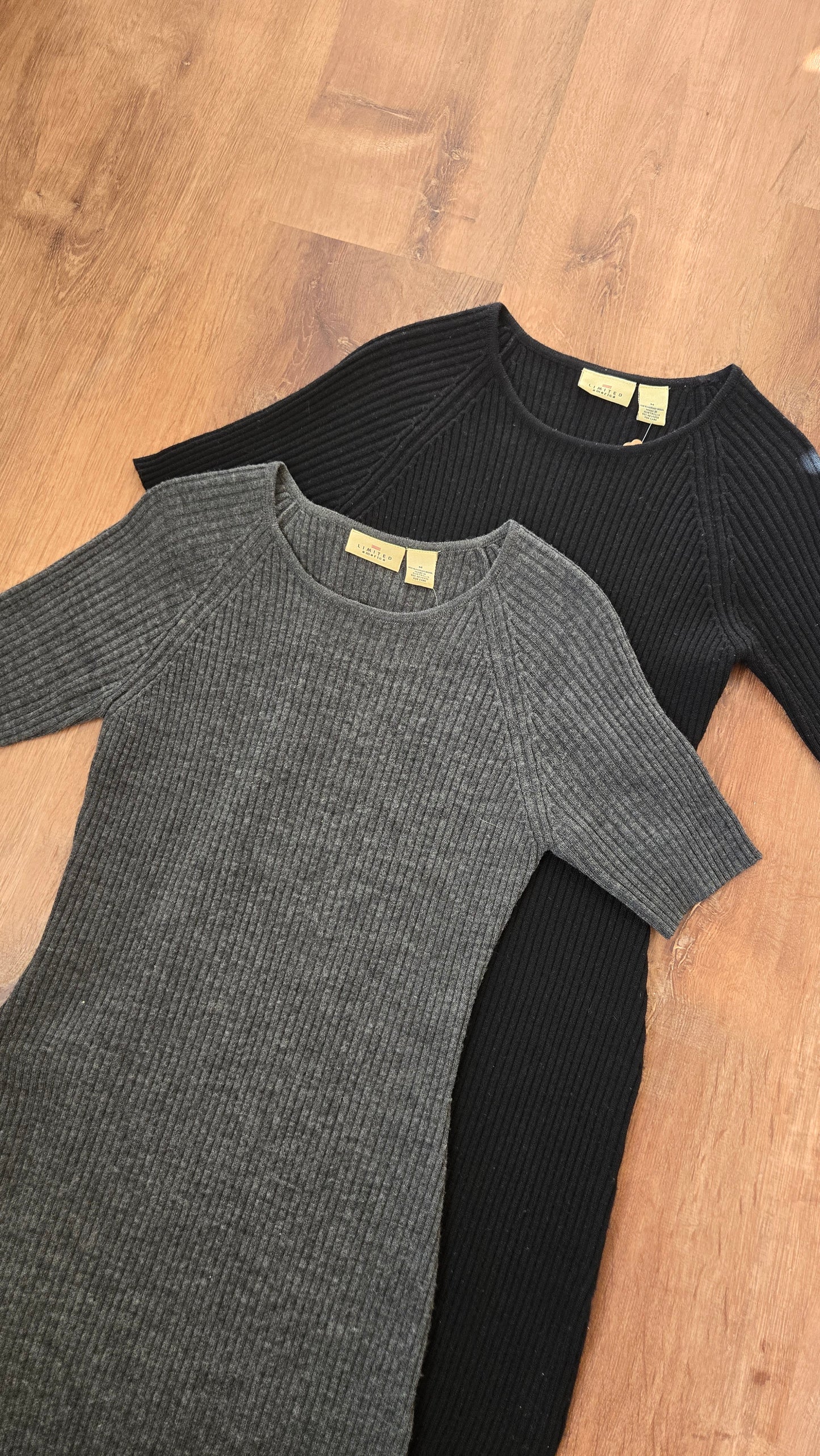 The Limited charcoal/black ribbed sweater dress