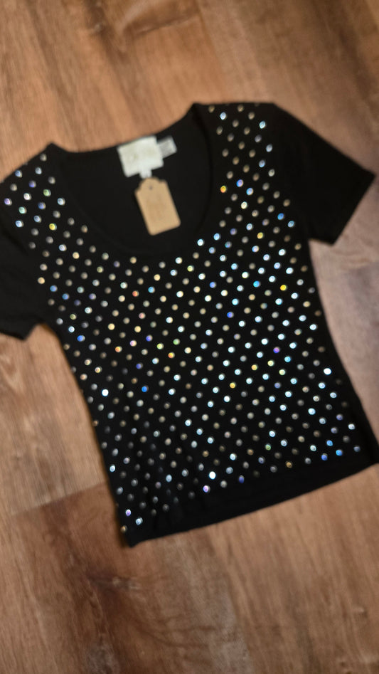 Cache rhinestone knit top