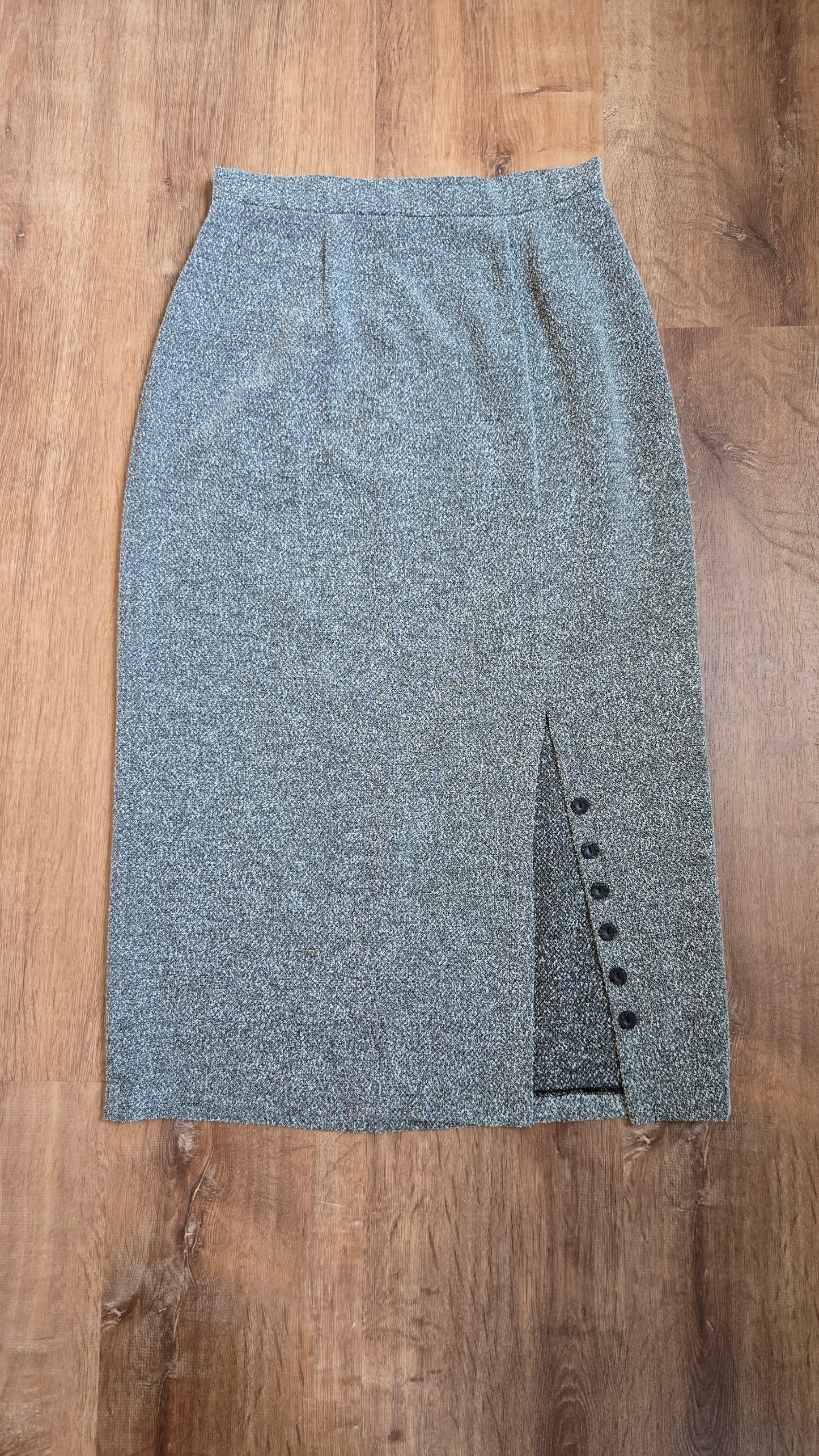 Connected Apparel marled button slit skirt