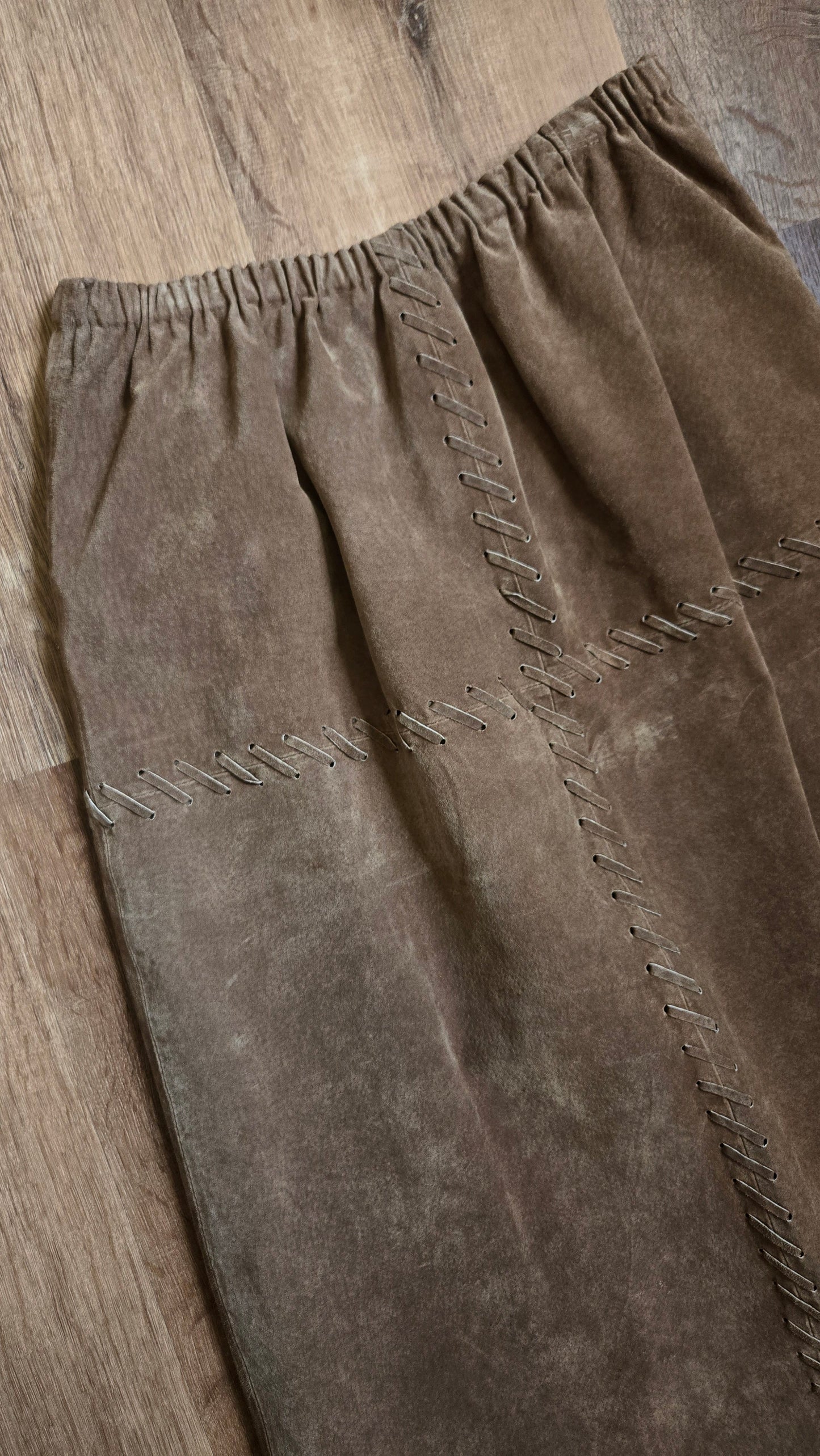 Brown suede whipstitch skirt