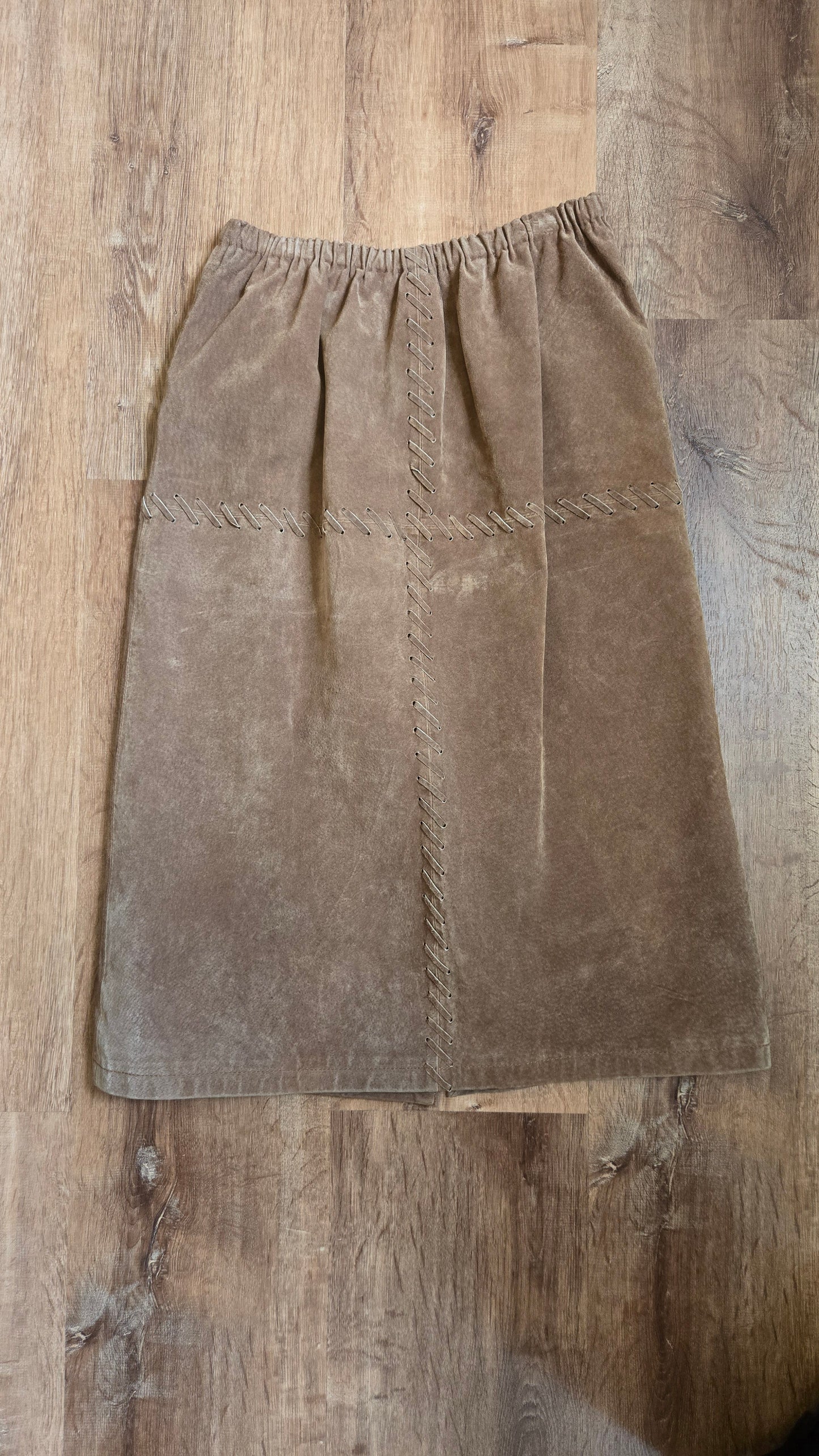 Brown suede whipstitch skirt