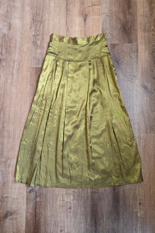 Rialto gold metallic drop waist skirt